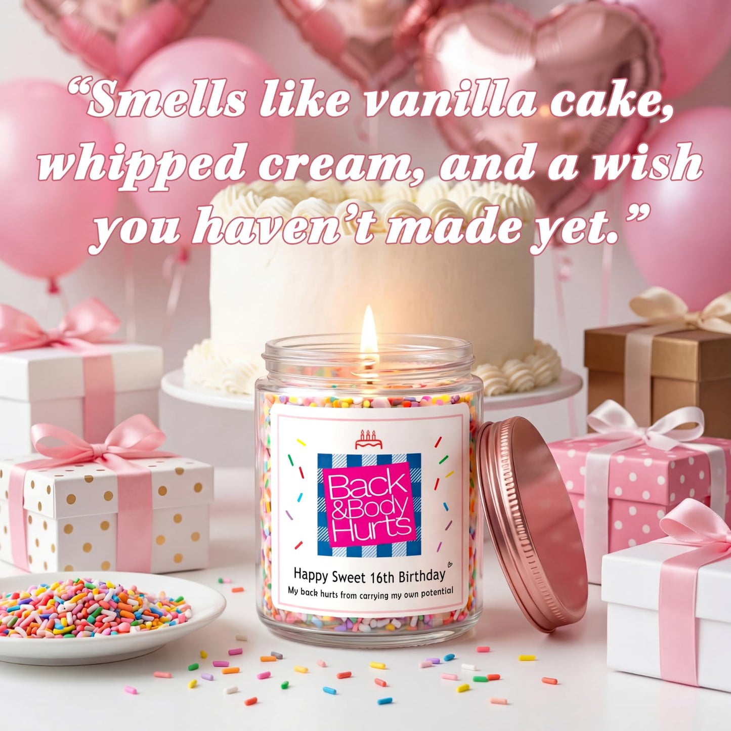 Homsolver 16th Birthday Gifts for Girls - Sweet 16 Vanilla Cream Scented Candle, 16th Birthday Decorations for Girls, Natural Soy Wax Gift for Daughter, Sister, Best Friend, Niece
