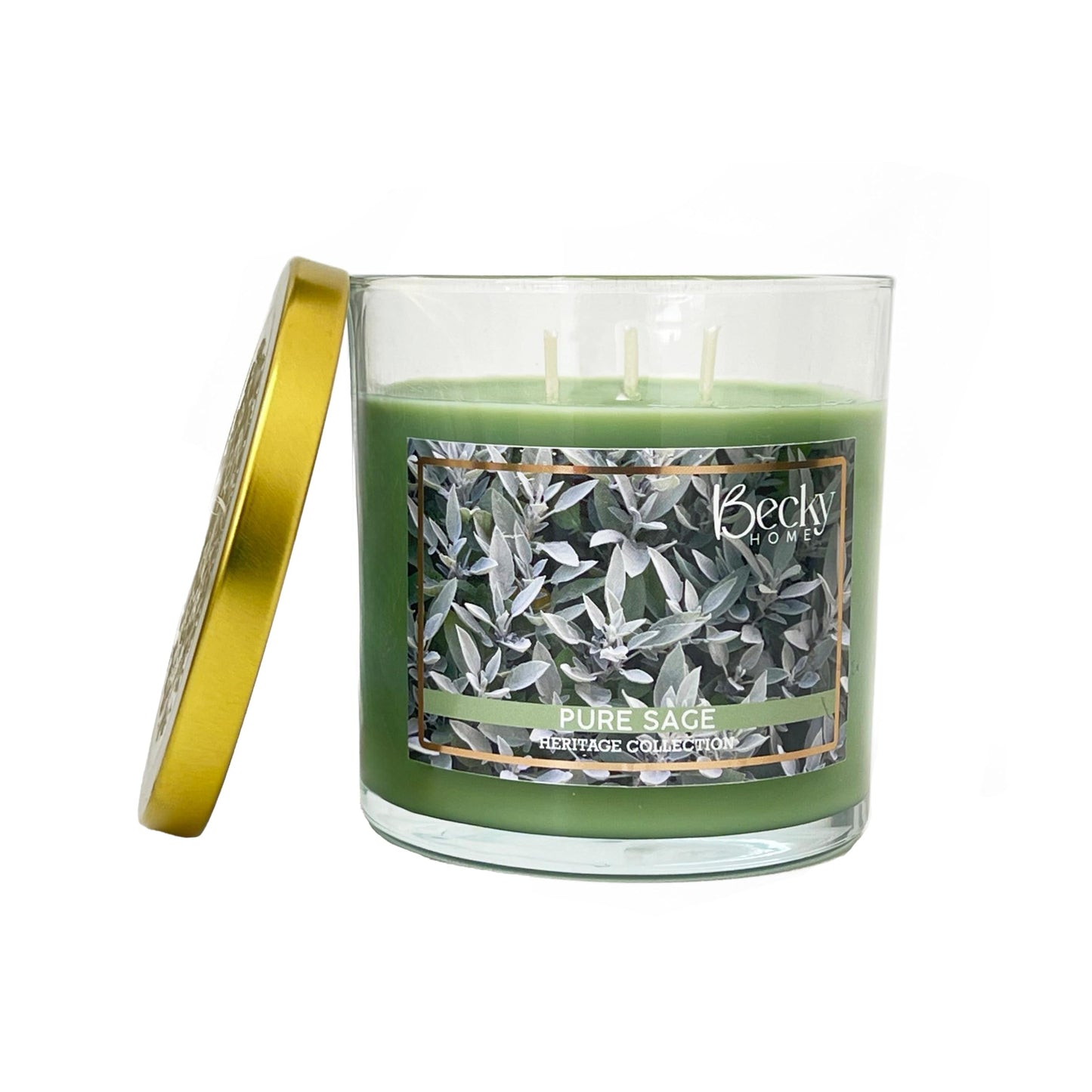 Becky Home 14.5oz Pure Sage Scented Candles for Home, 60 Hrs Soy Wax Candle for Cleansing House, Aromatherapy & Manifestation, Candle Gifts for Men and Women
