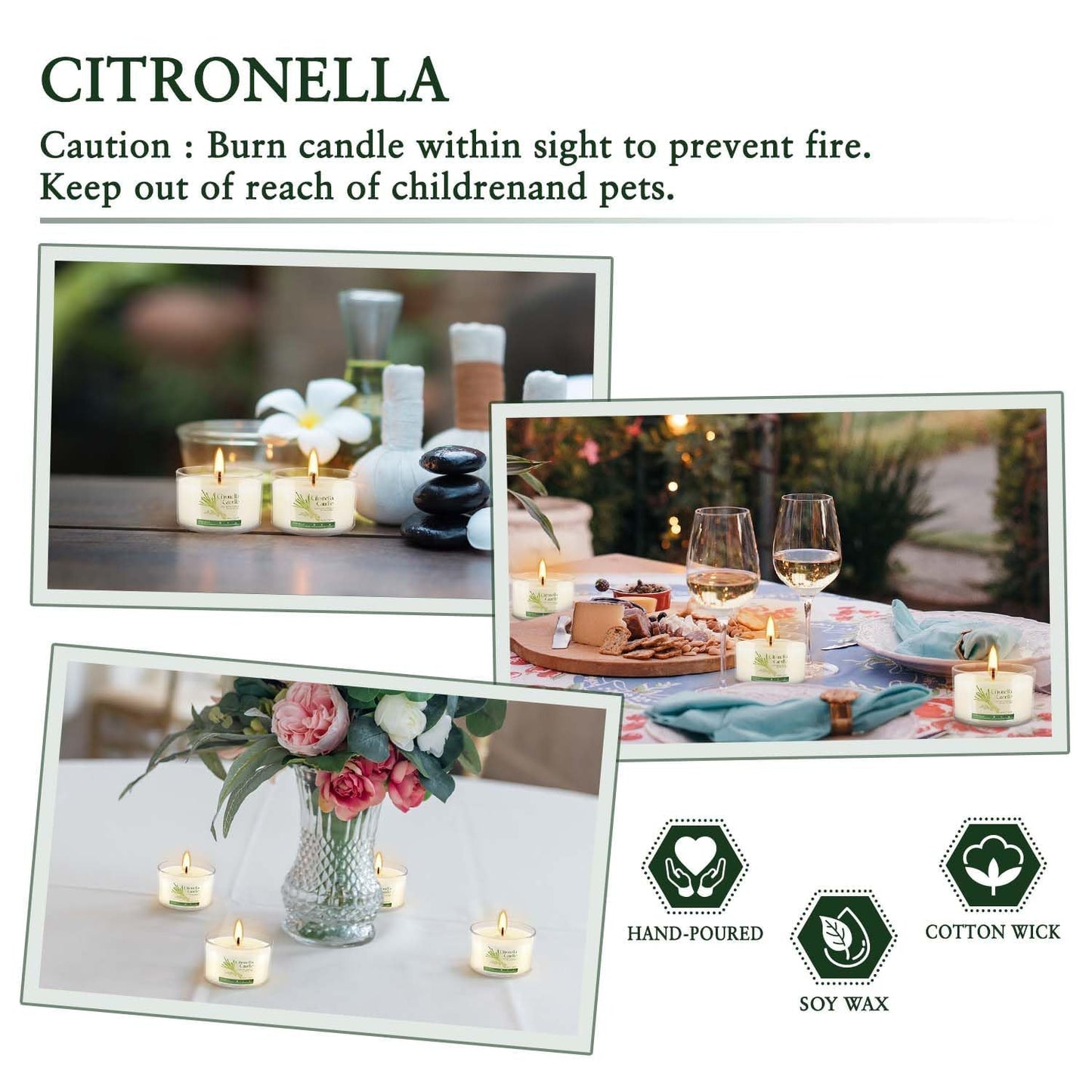 40 Pack 1.5oz Citronella Candles Bulk, Small Soy Wax Candles Bulk, Mini Portable Candles for Outdoor Patio Yard Home Wedding Party Camping Travel