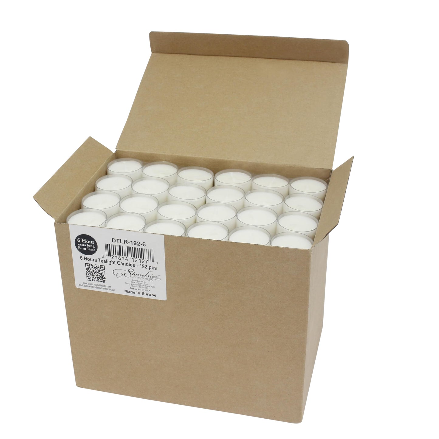 Stonebriar 192 Count White Unscented 6 to 7 Hour Extended Burn Time Clear Cup Tea Light Candles