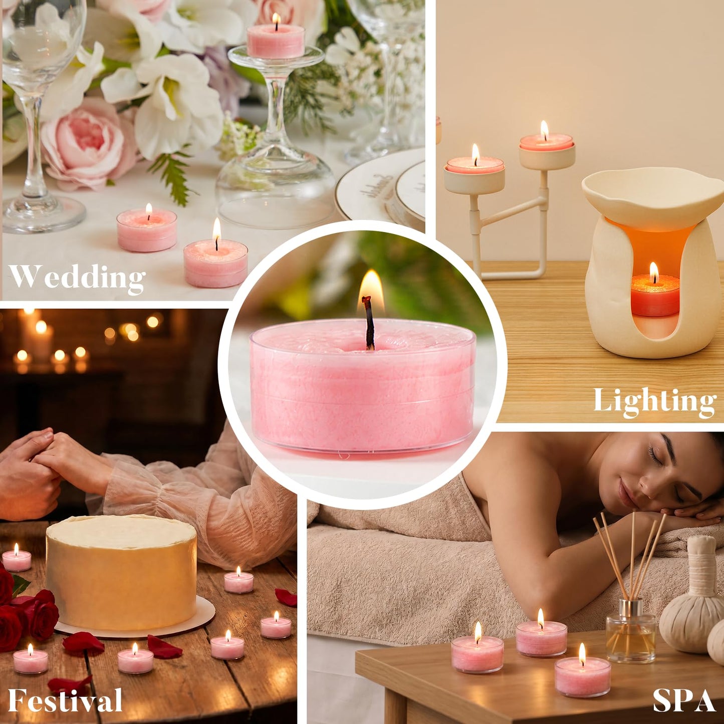 Ashlux Unscented Palm Tea Lights Candles, 16 Packs with Ice Flower Texture