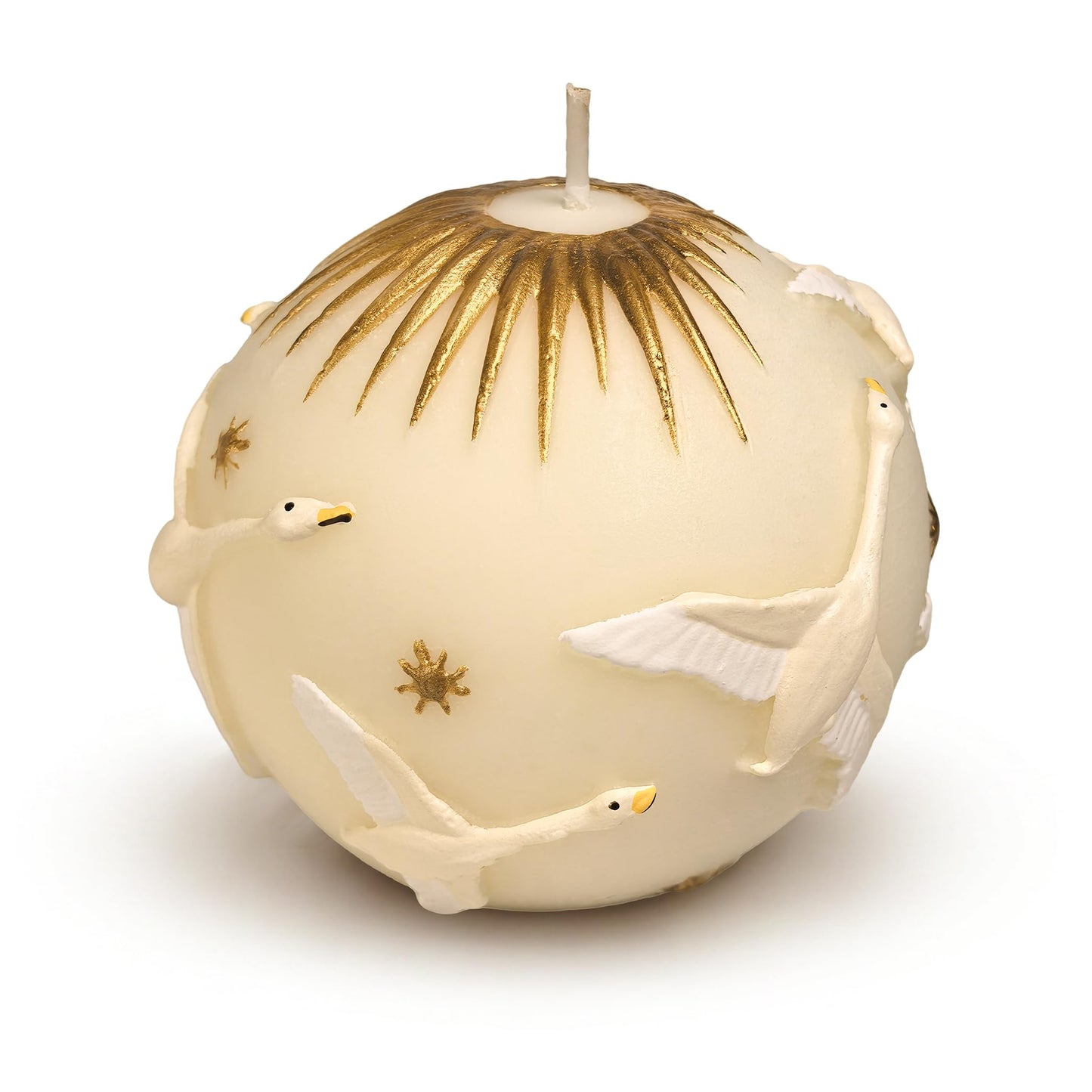 Hand-Painted Swan Ball Candles 7cm Round Soy Wax Scented Decor for Home Decorative Sphere Accent Aesthetic Gift for Women (White Eucalyptus)