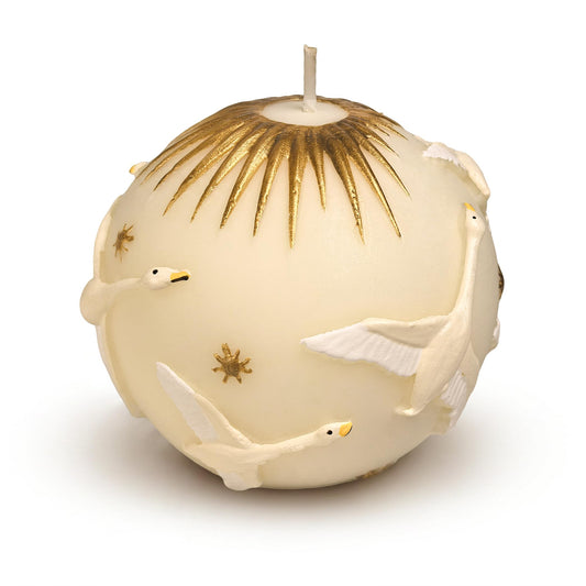 Hand-Painted Swan Ball Candles 7cm Round Soy Wax Scented Decor for Home Decorative Sphere Accent Aesthetic Gift for Women (White Eucalyptus)