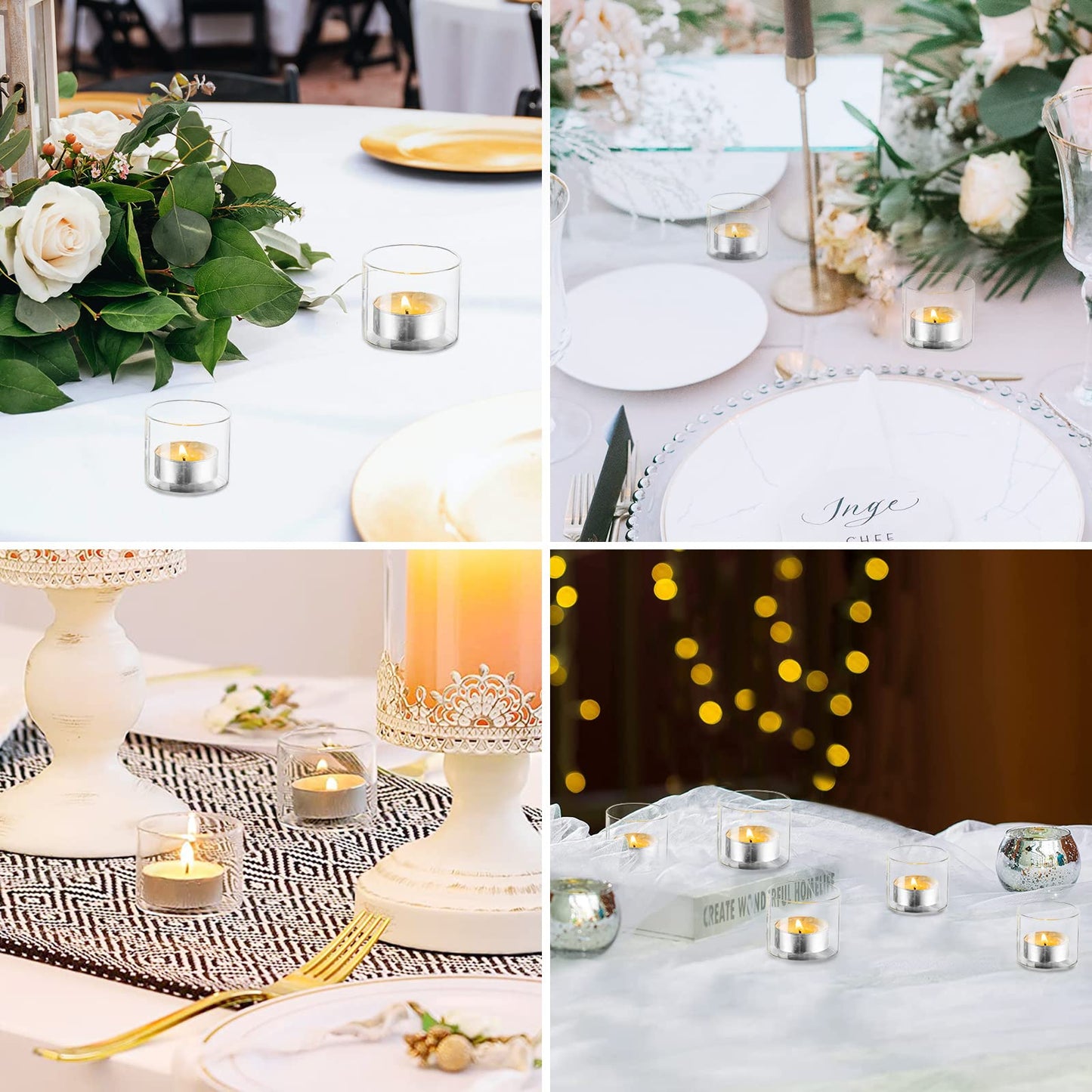 Wedding Votive Tea Light Holders - Mini Clear Glass Tealight Candle Holder as Candlelit Dinner Party Events Birthday Reception Centerpiece Decor Accessories, 20+Extra 4