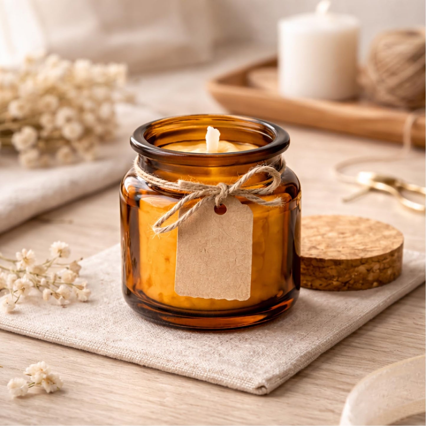 2Packs 100ml Glass Candle Jars with Cork Lids Refillable Aromatherapy Candle Containers Thick Glass Storage Jars for DIY Soy Candles, Crafts, Gifts, Home Fragrance Green & Brown