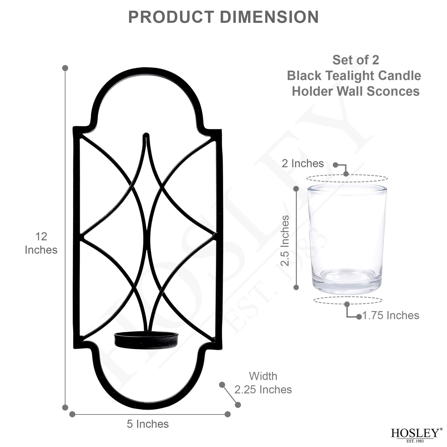 Hosley Set of 2 Iron Tealight Wall Sconces – 12” Decorative Candle Holders for Home Decor, Living Room Bedroom Hallway, Wedding & Housewarming Gift