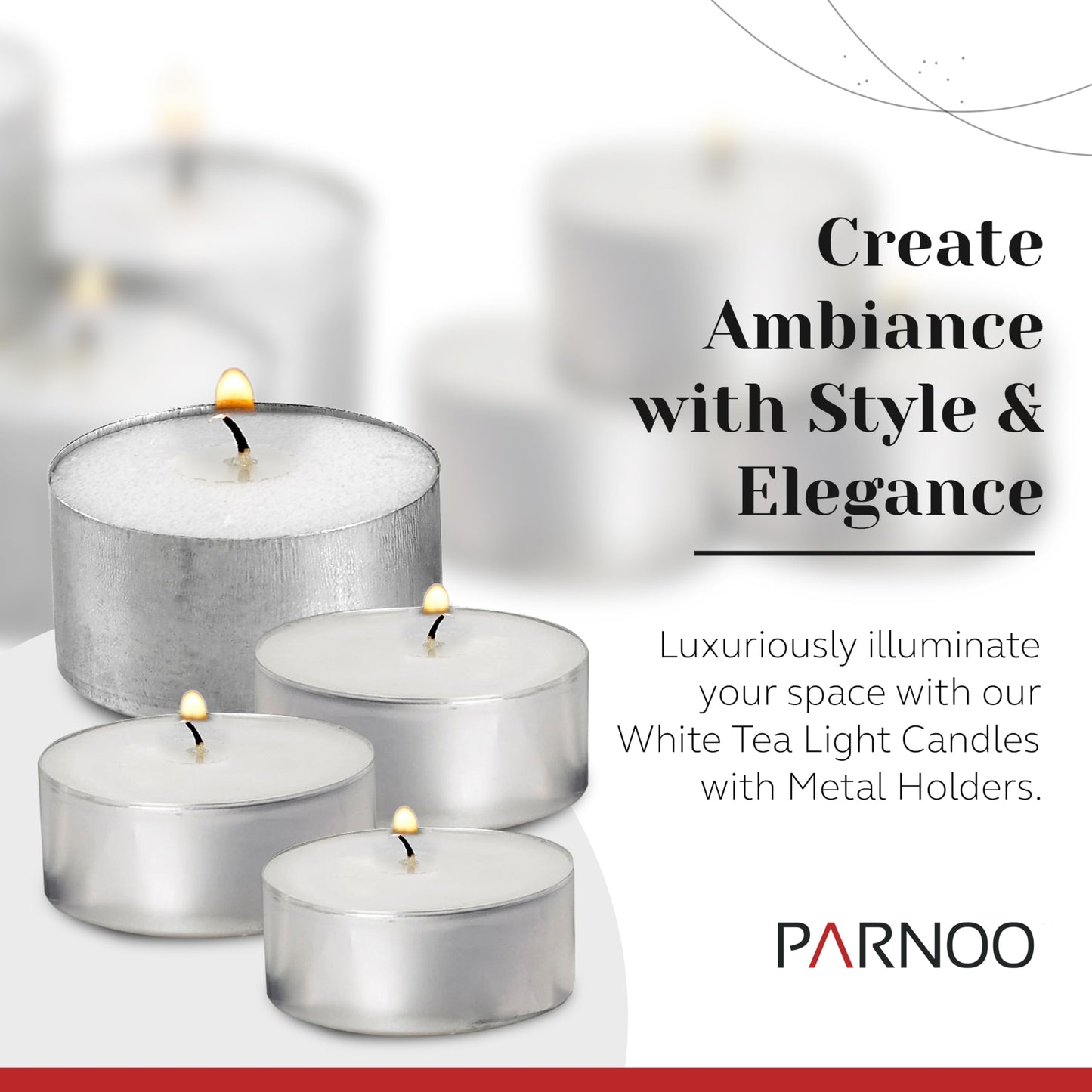 Tea Light Candles in Metal Cups - 4.5 Hours Clean, Long Burning White Unscented Tea Candles - 500 Candles - Votive Bulk for Romantic Dinner, Wedding, Spa & Hotels by PARNOO