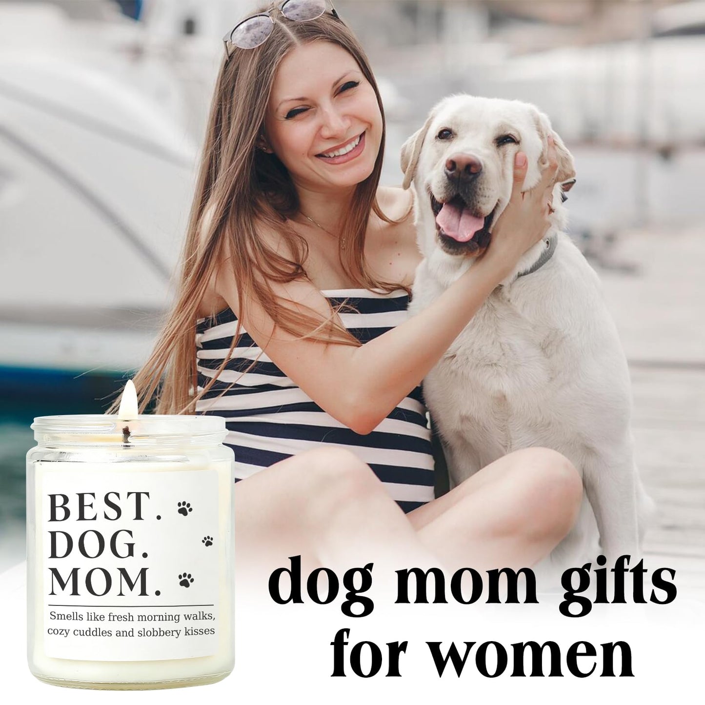 RIZOOCE Dog Mom Gifts for Women, Unique Dog Mom Lovers Gift for Her Girlfriend Sister Bestie Wife, Funny Mothers Day Present Ideas - Lavender Scented Candle