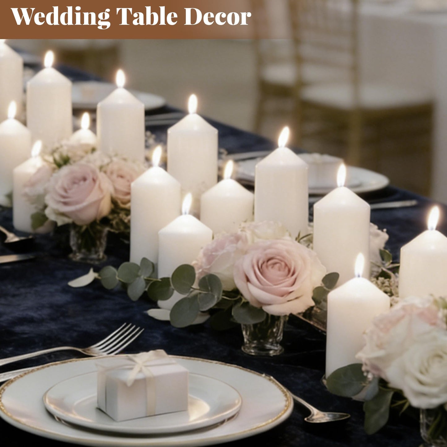 HTTBEIZI Pillar Candles Bulk Set - Unscented, Smokeless, Dripless | 3 Sizes: 2x3, 2x4, 2x6 Inches | Ideal for Weddings, Christmas & Home Decor (18, White)