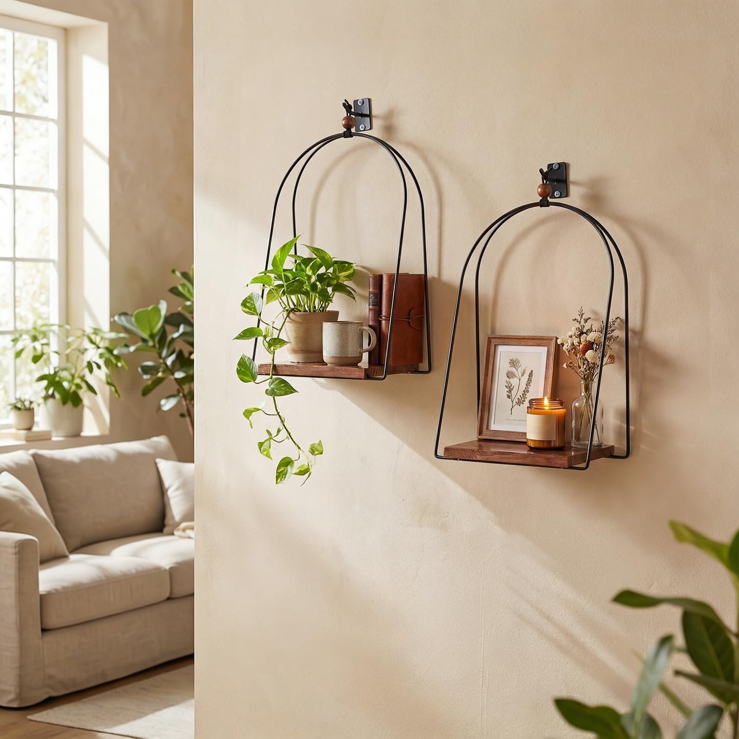 ZEXUIRU 2 Set Metal Wall Candle Sconce for Living Room Bedroom Dining Room Bathroom Decorative Iron Candle Holders Farmhouse Wall-Mounted Metal Sconces Holder - Black 11.8in