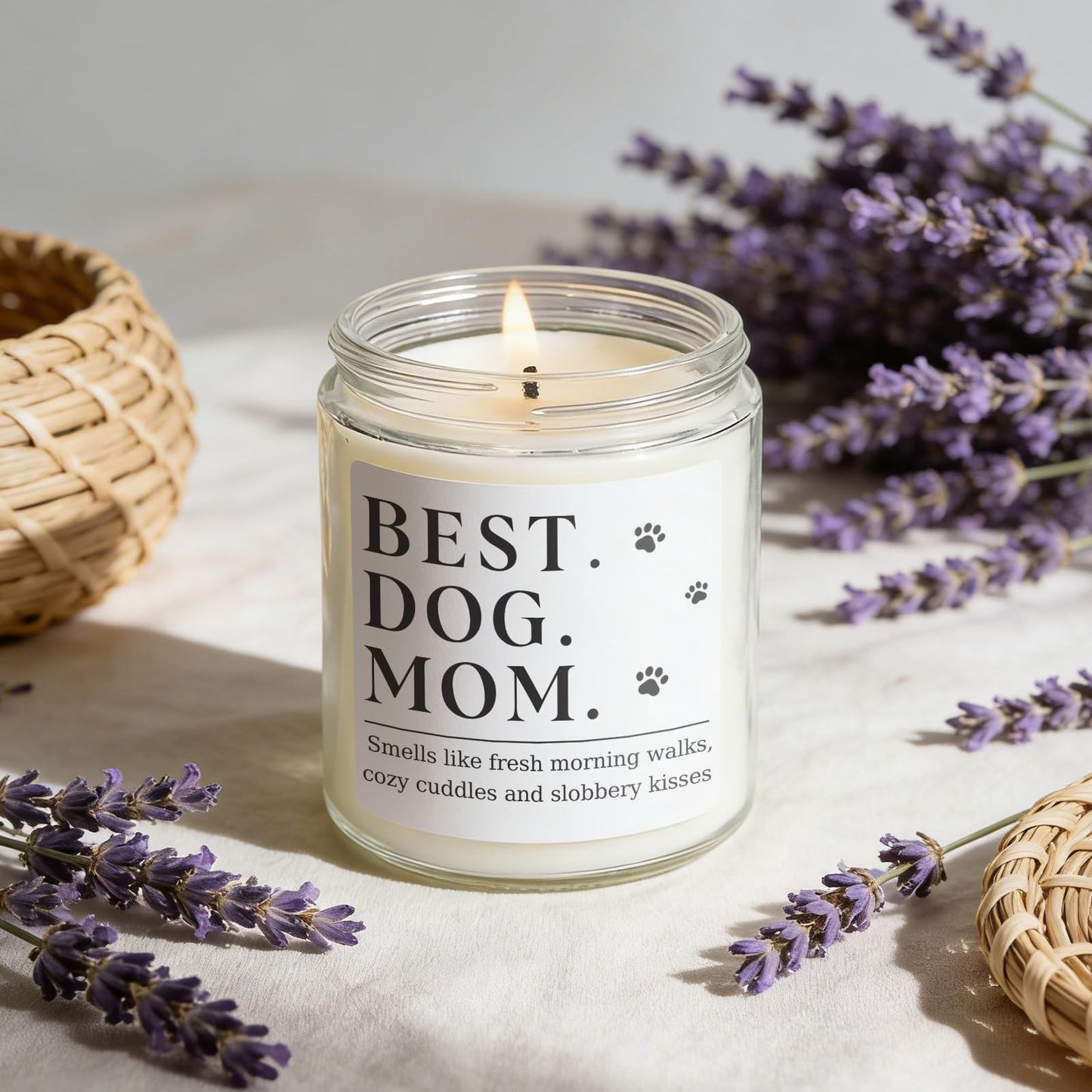 RIZOOCE Dog Mom Gifts for Women, Unique Dog Mom Lovers Gift for Her Girlfriend Sister Bestie Wife, Funny Mothers Day Present Ideas - Lavender Scented Candle