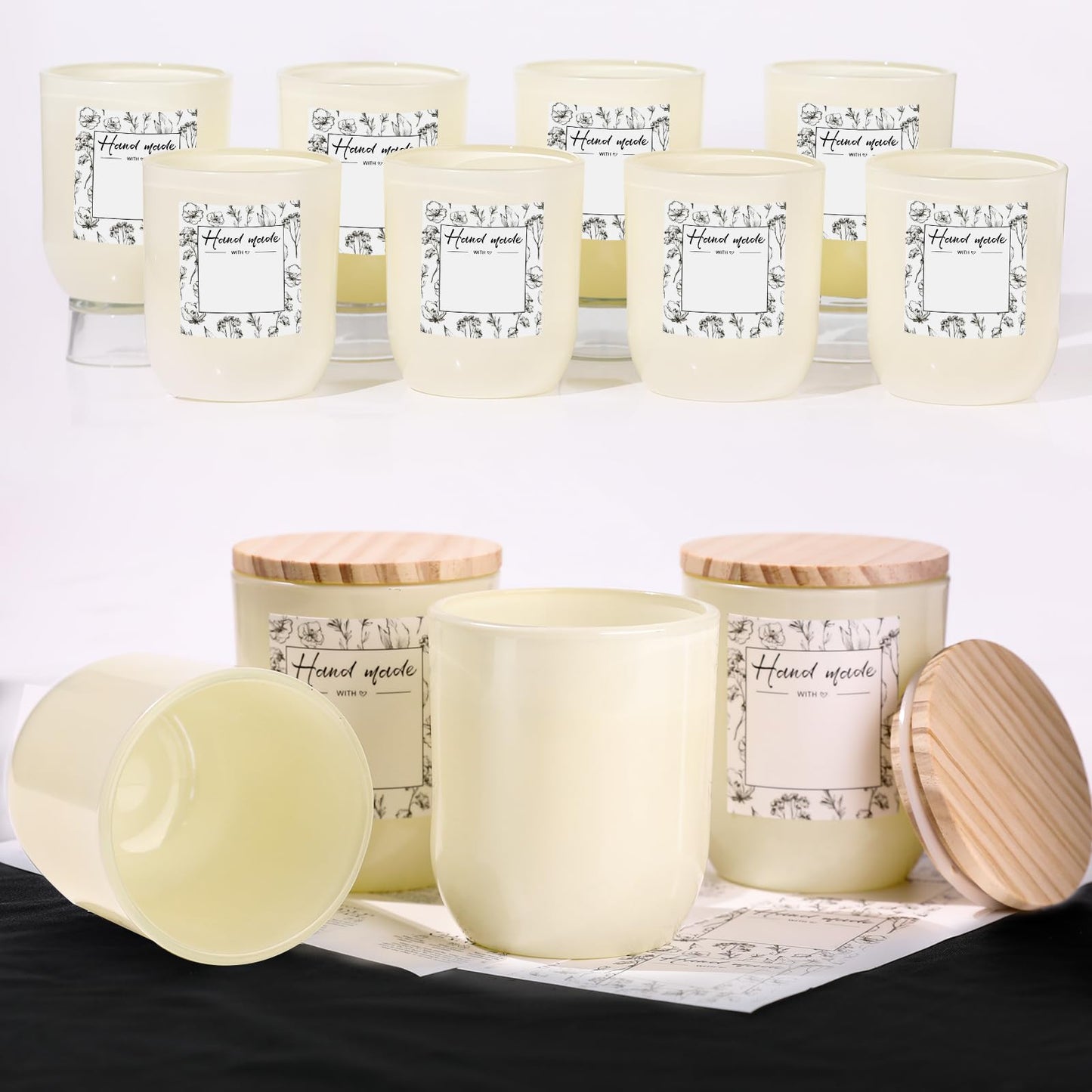 LETINE White Candle Jars 8 oz - 12PCS Glass Candle Vessels with Lids for Candle Making Supplies, Home Storage & Wedding Gifts | Versatile Candle Containers for Making Candles & DIY Crafts