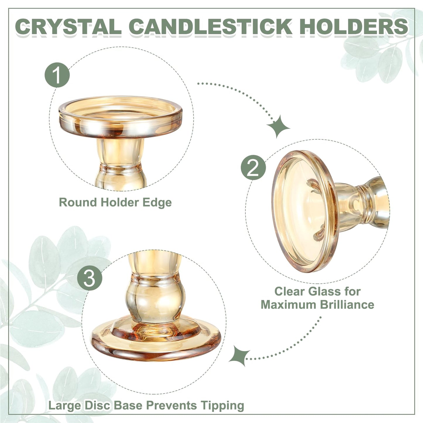 uxcell 14 cm Glass Candle Holder for Taper/Column Candles, Candle Holders Tealight Stand Candlestick for Tealight Wedding Table Centerpiece Home Decor, Brown