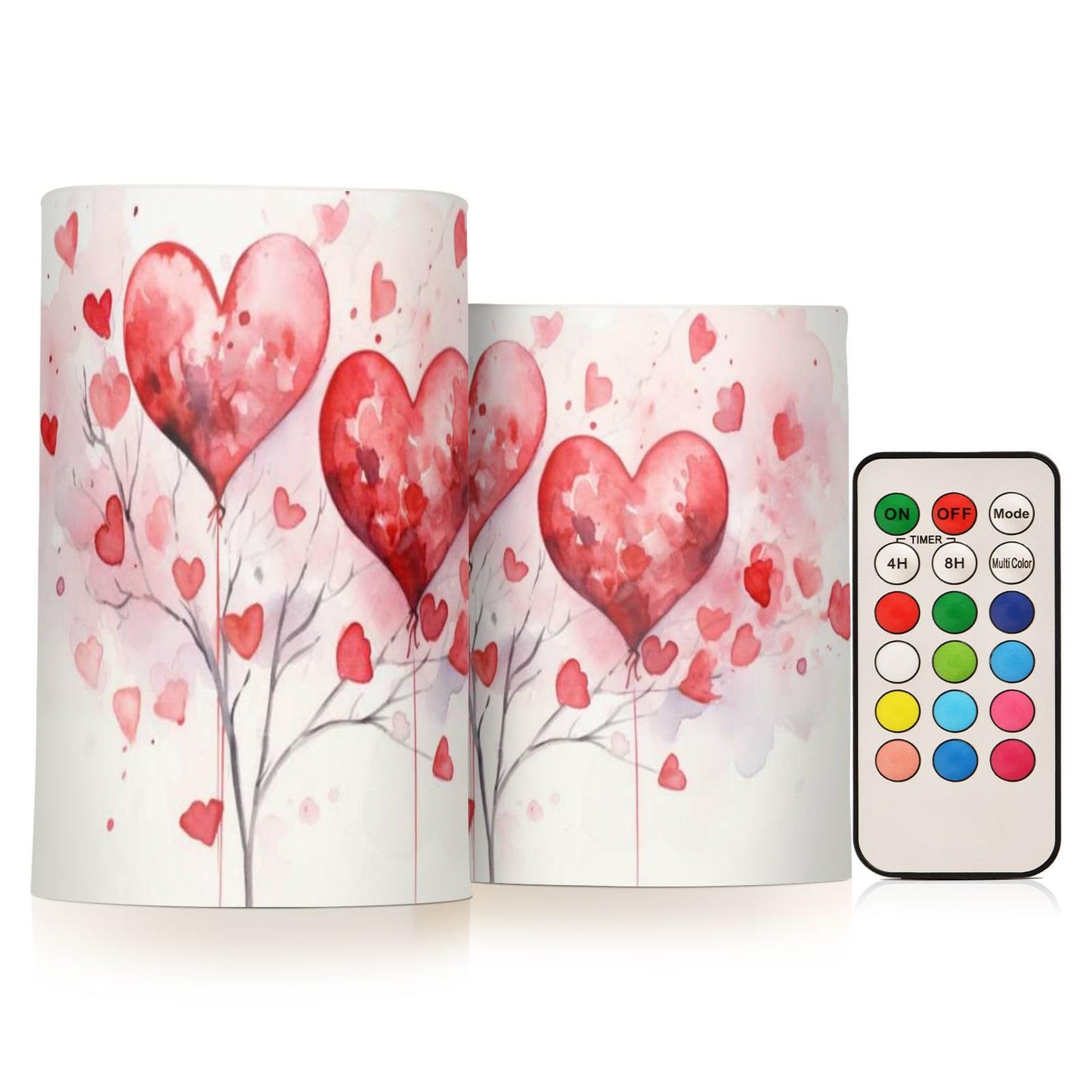 ALAZA Pink Hearts Flickering Flameless Candles Battery Operated with Remote Timer,Tea Light Candles LED Pillar Votive Candles Set of 2