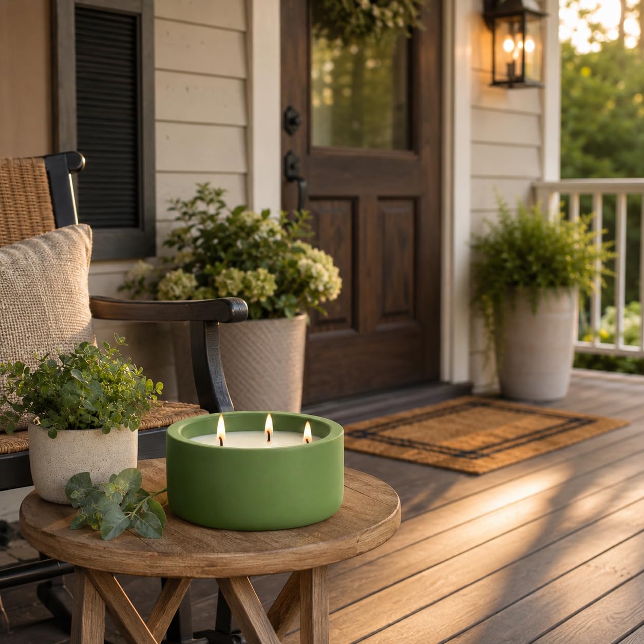 Viyffo 20oz Large Citronella Candles Outdoor, 3 Wick Citronella Candle, Non Toxic Soy Candles, Matte Green Ceramic Jar, Outdoor Candle for Patio, Porch, Backyard, Deck, Garden & Camping, Summer Decor