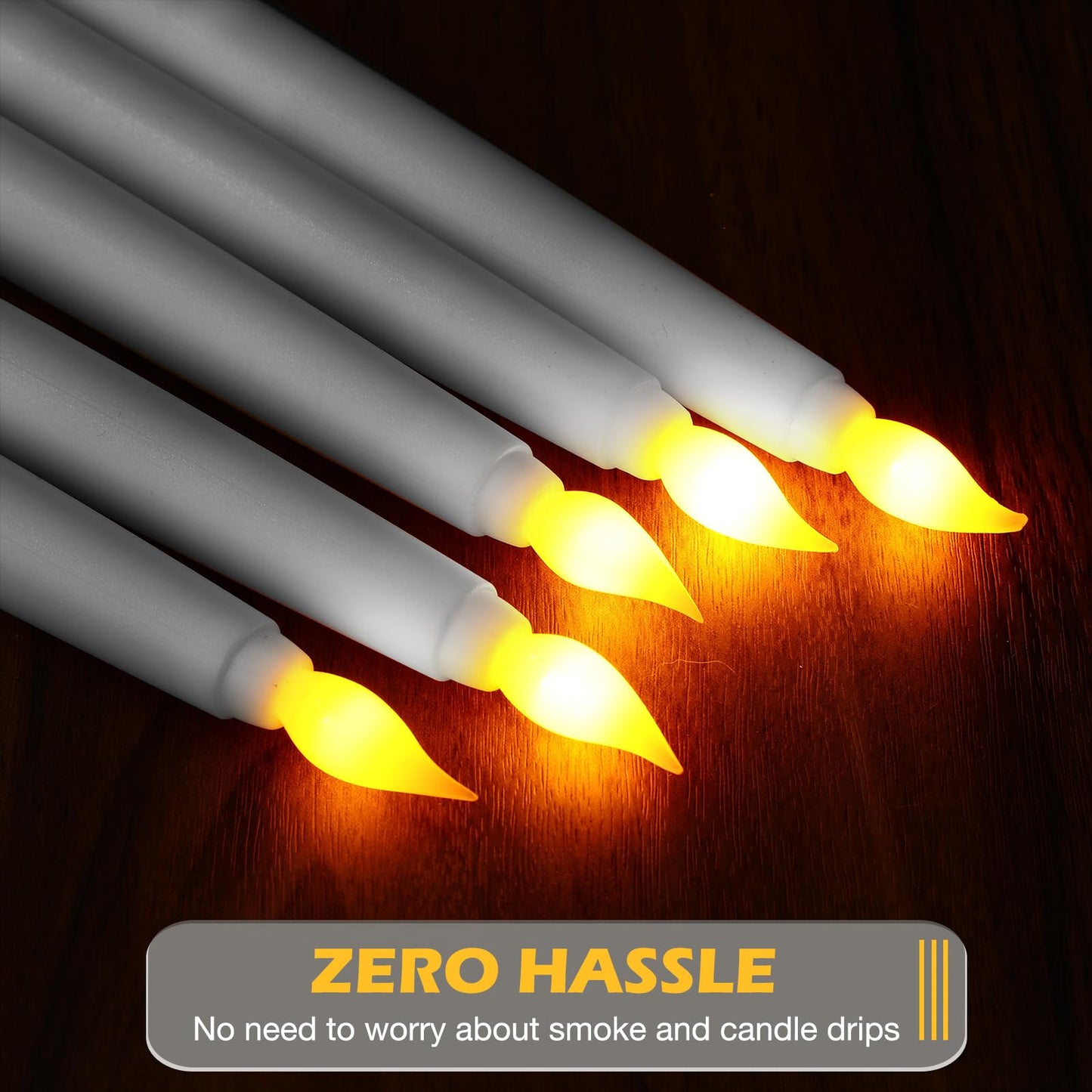 Tuanse 24 Pack Flameless Flicker Taper Candles Bulk with Remote and Timer, Battery Operated LED Warm White Taper Candles Light for Home Wedding Decoration Gifts(White,8 Inch)
