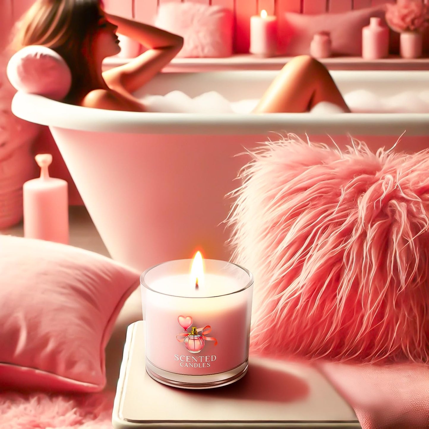 CHILLFLAME Pink Candles, Scented Candle Gift Set for Stress Relief, 6 Votive Candles for Women and Men, Birthday Candle Gifts for Women, Candles Gifts for Women (Pink, 14 oz)