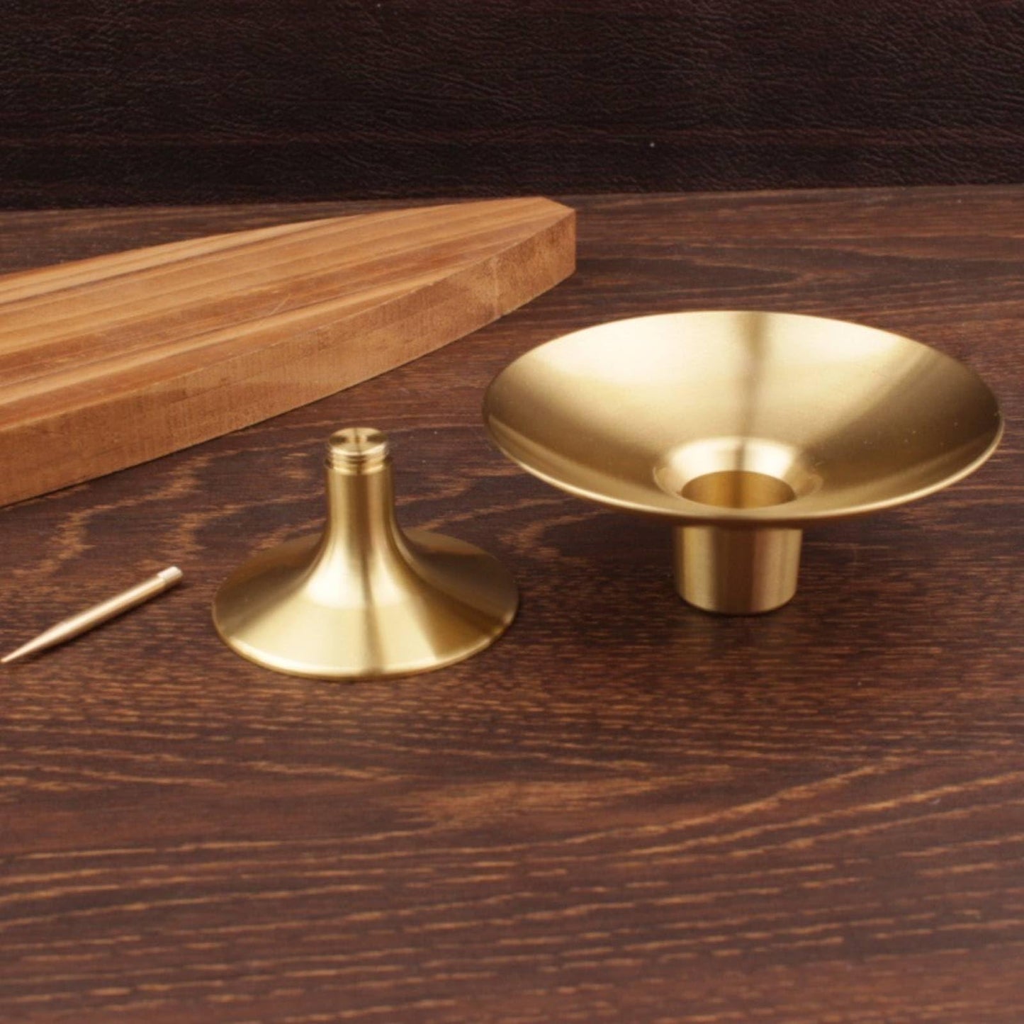 Generic Brass Candle Holder Traditional Golden Finish Candle Stand Decor for Worshipers