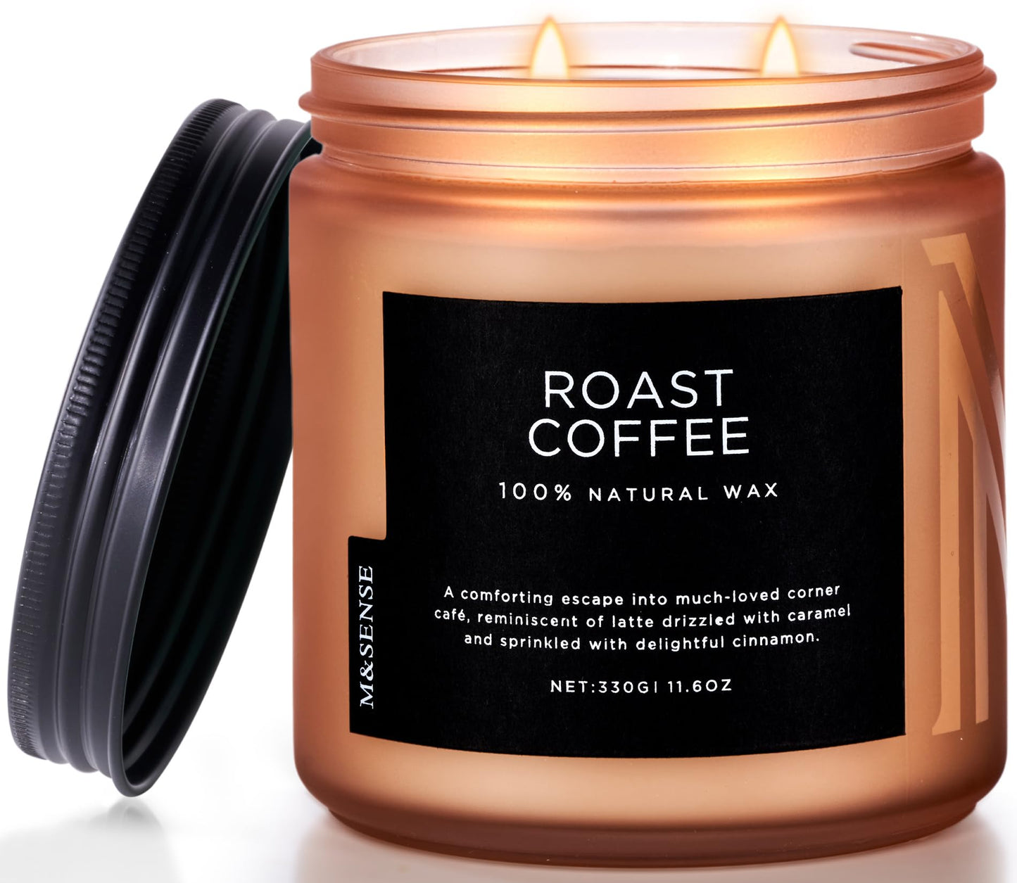 M&SENSE Coffee Home Scented Candles, 11.6oz Natural Soy Wax, 70-Hour Long Lasting, Organic Candles Non Toxic, Warm Scent for Coffee Lovers, Aromatherapy Home Fragrance for Bathroom Office