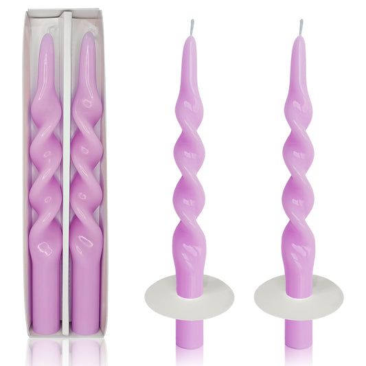 Spiral Taper Candle Tall Twisted Candlesticks -10 INCH Purple Candle Sticks Long Tapered Candle Unscented Candles with Candle Drip Tray for Holiday Wedding Party Home Decoration