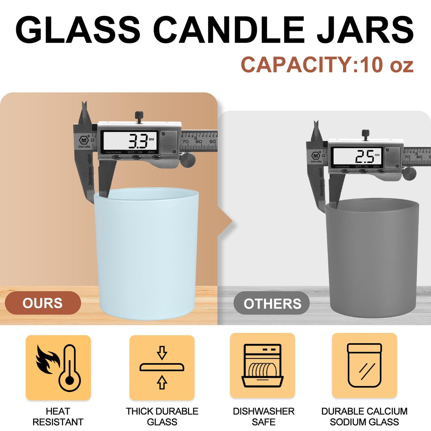 SHOWIN 10 OZ Thick Candle Jars for Making Candles 15 Pcs, Empty Jars with Wood Lids for Candle Making, Sample Container, Colourful
