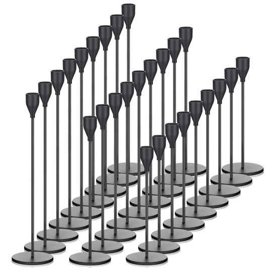 Potchen 27 Pack Candles Holders, 9 Sets Metal Taper Candlestick Holders Fit 0.75 Inch Thick Pillar Candles, Modern Vintage Candle Sticks Centerpiece Decor for Wedding Home Dinning Anniversary(Black)