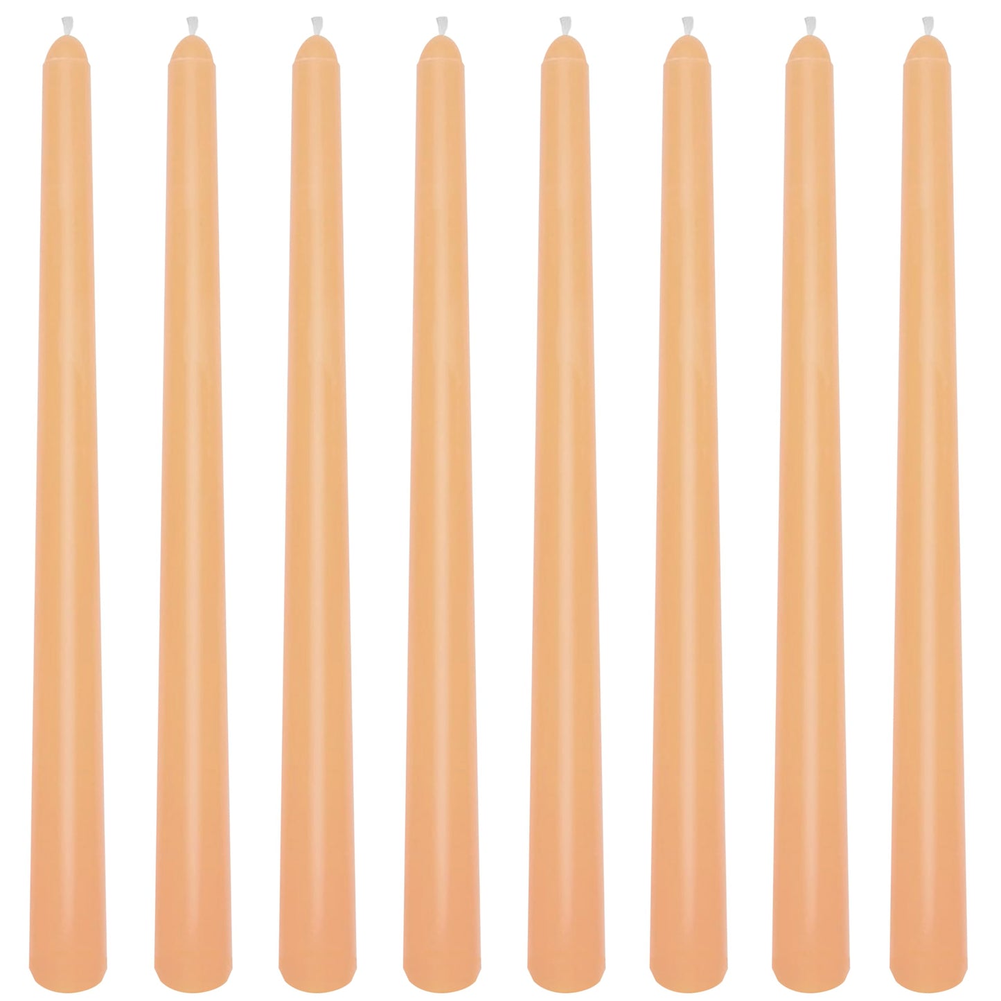 8 Pack 10 Inch Light-Orange Smooth Taper Candle Set, 7/8 Inch Unscented Driples Candlesticks for Home Decoration, 6-7 Hours Burn