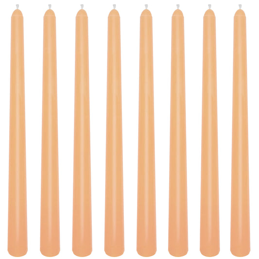 8 Pack 10 Inch Light-Orange Smooth Taper Candle Set, 7/8 Inch Unscented Driples Candlesticks for Home Decoration, 6-7 Hours Burn