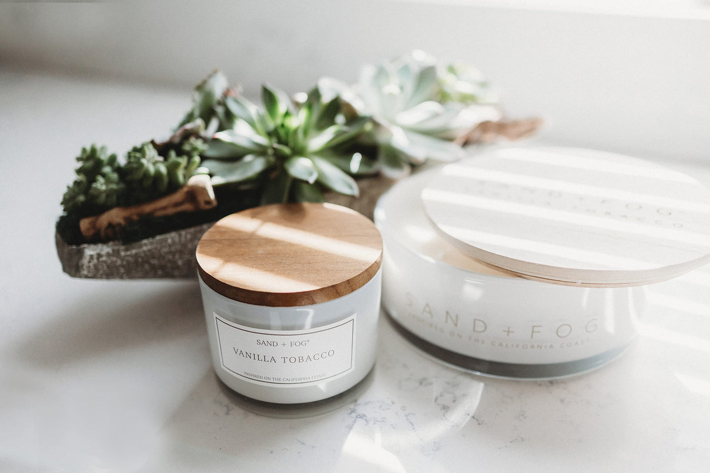 Sand + Fog Scented Candle - Honey Tobacco - Additional Scents and Sizes – 100% Cotton Lead-Free Wick - Luxury Air Freshening Jar Candles - Perfect Home Décor for Your Cocktail Table – 23 oz