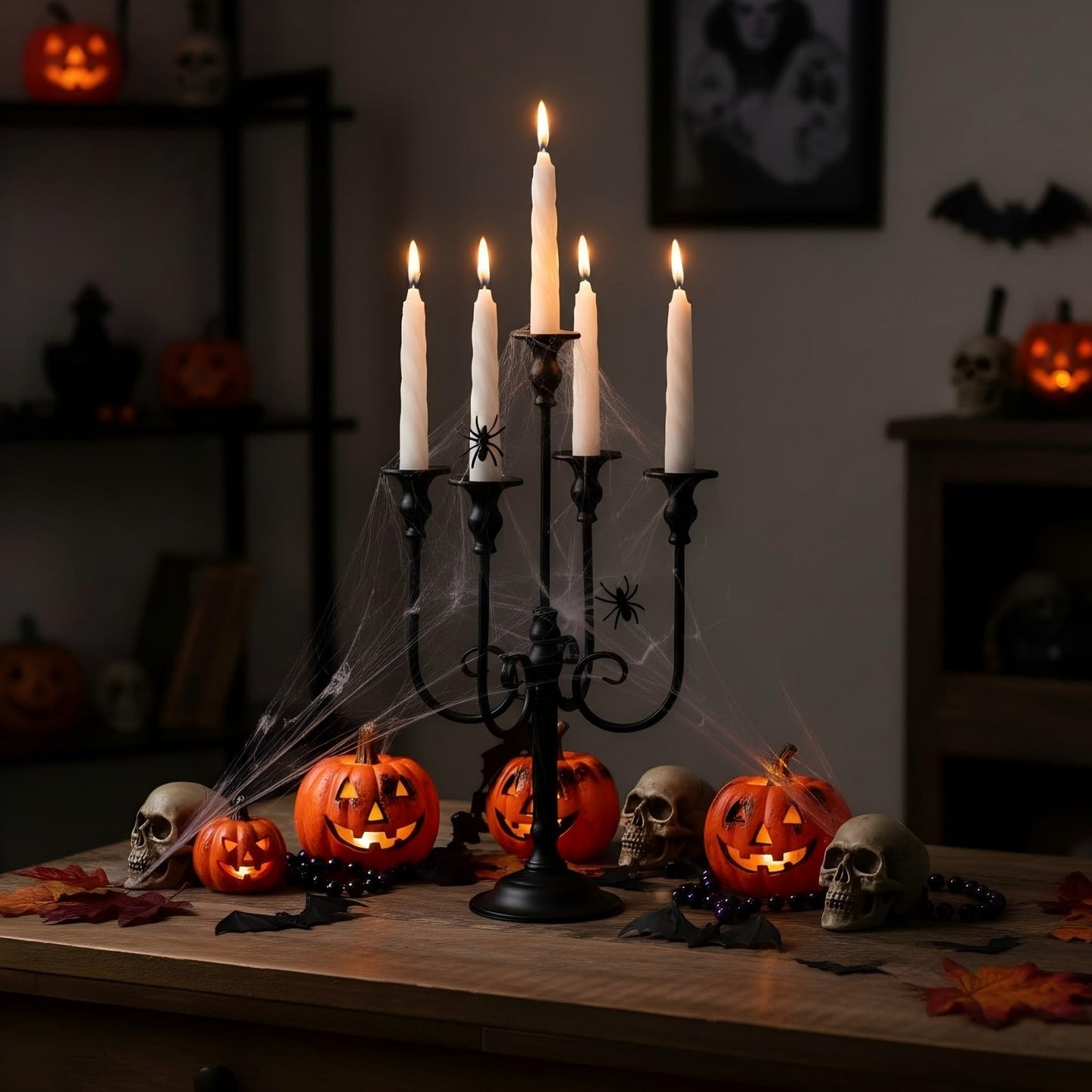 LANLONG Candelabra Centerpieces for Tables, 2Pcs Metal Tall Candle Holder for Taper Candles, 5 Arm Candlestick Holder for Wedding Centerpiece Decor Party Event Reception Decoration，Black,19.7in-2pcs