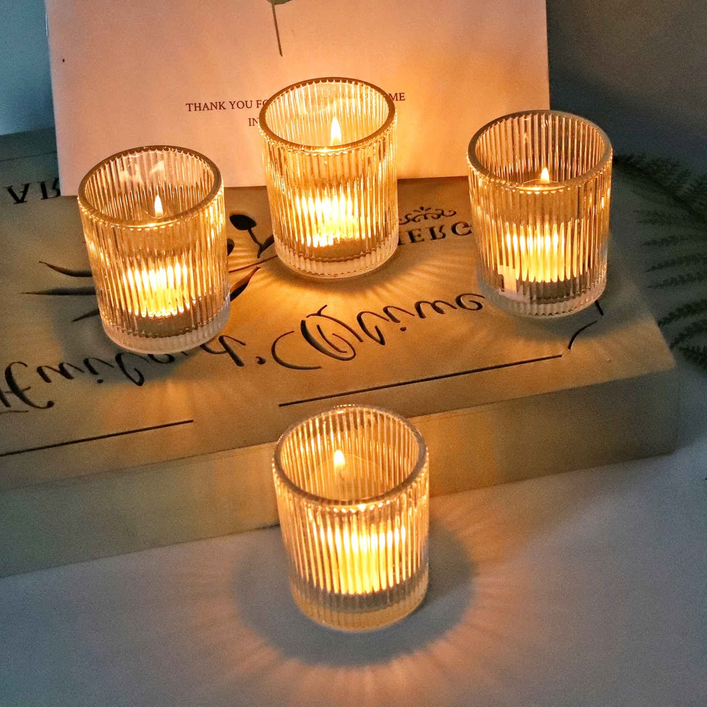 VOHO Clear Votive Candle Holders for Table Centerpiece, Glass Candle Holder Bulk Set of 12, Glass Votive Holder for Home Decor & Holiday Decor(2.1 x 2.6 Inch, Clear)