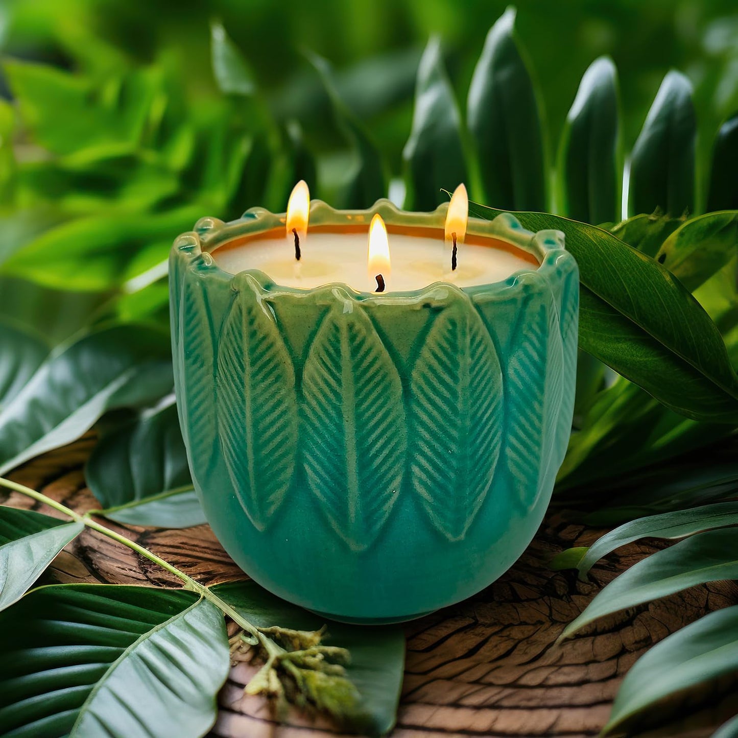 Exquisite 3-Wick Scented Candles, 20oz Natural Soy Wax in Ceramic Jar - Creamy Vanilla Aromatherapy & Citronella Outdoor Bug Repellent, 80H Long-Lasting Smokeless Candles for Home Decor Gift