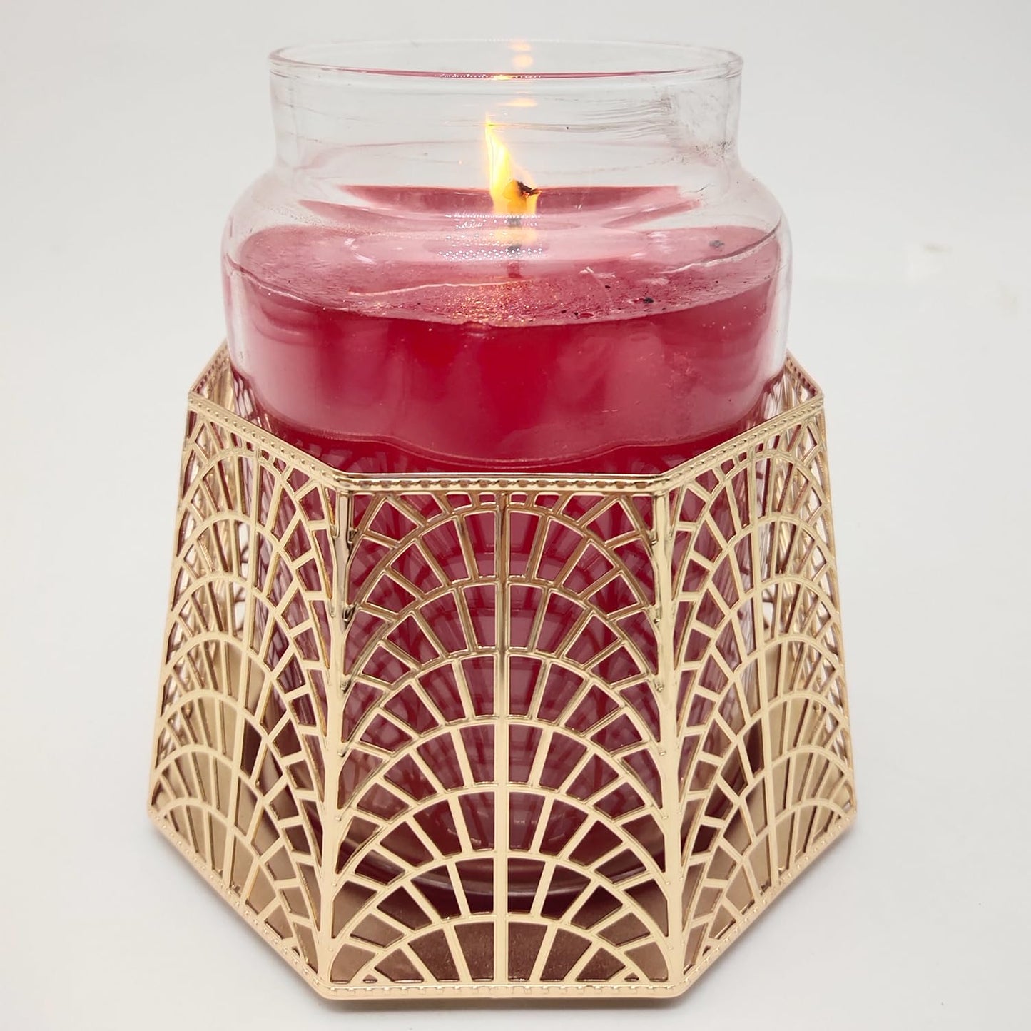 Dorephine 3 Wick Candle Holder, Shell Design Candle Jar Holder for 4-Inch Diameter Jars (5.25" D x 3.5" H) (Rose Gold)