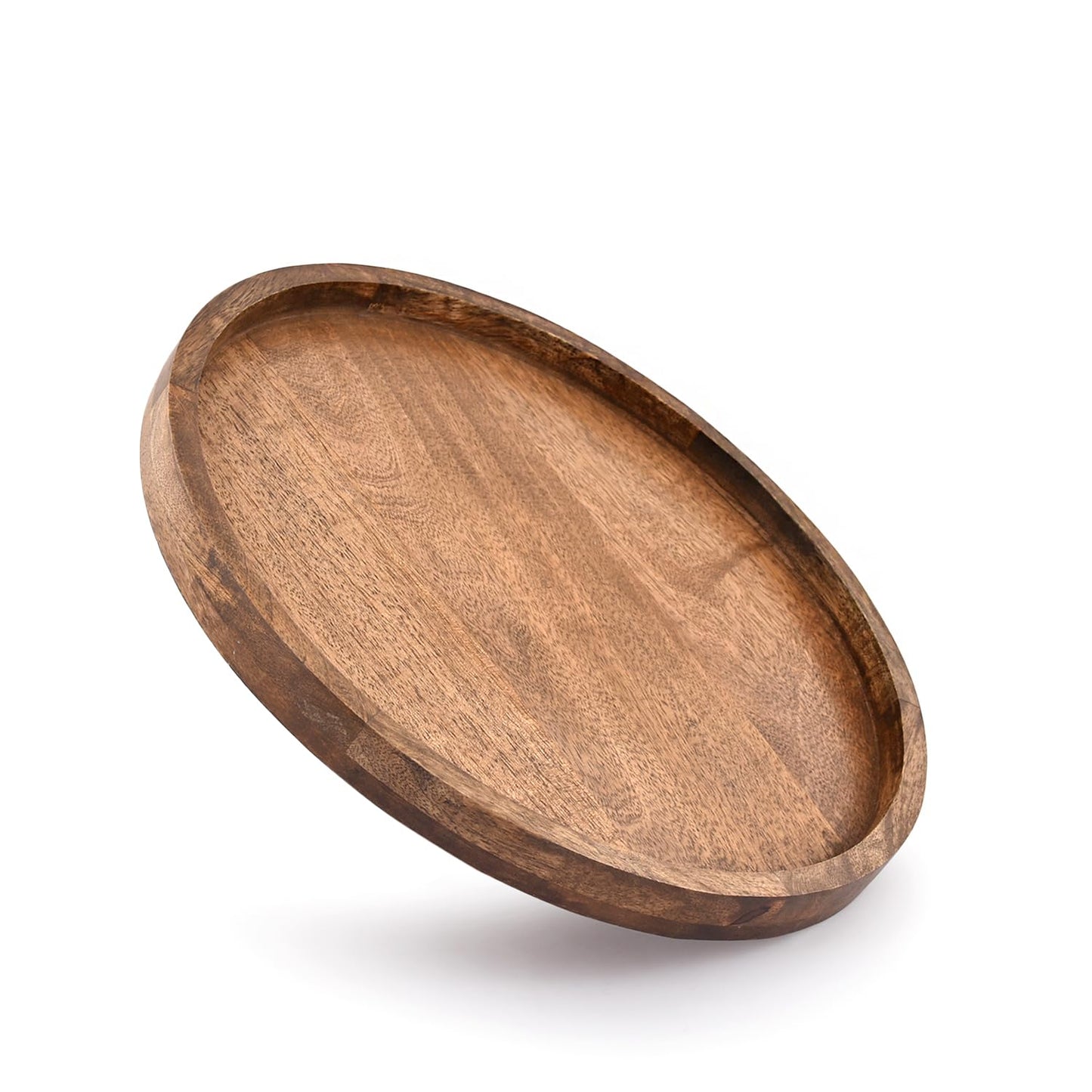 EDHAS Round Wooden Decorative Candle Holder Tray for Coffee Table Centerpieces Modern Farmhouse Home Decorations (12" x 12" x 1")