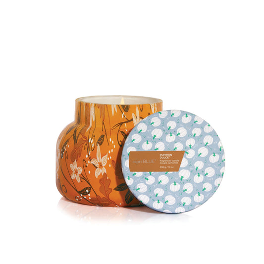 Capri Blue Pattern Play Signature Holiday Candle - Luxury Holiday Scented Candle for Home- Long Lasting Soy Wax Blend - Comes in Decorative Glass Jar (Pumpkin Dulce, 19 oz)