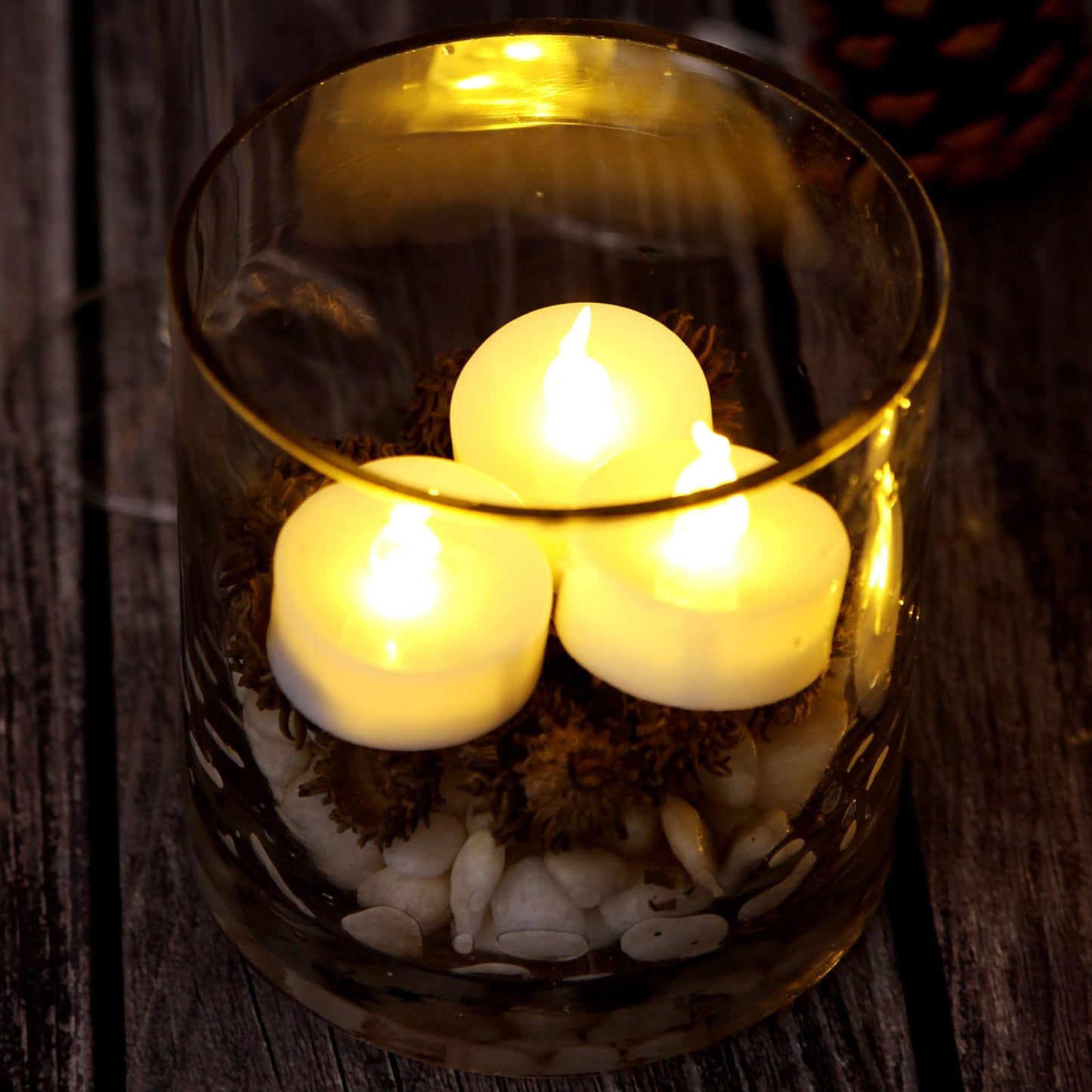 AGPTEK Timer Flickering Tea Lights,24 Pack Flickering LED Candles with Timer Battery-Operated Flameless Tealight Candles for Wedding Holiday Party Home Decoration-Warm White