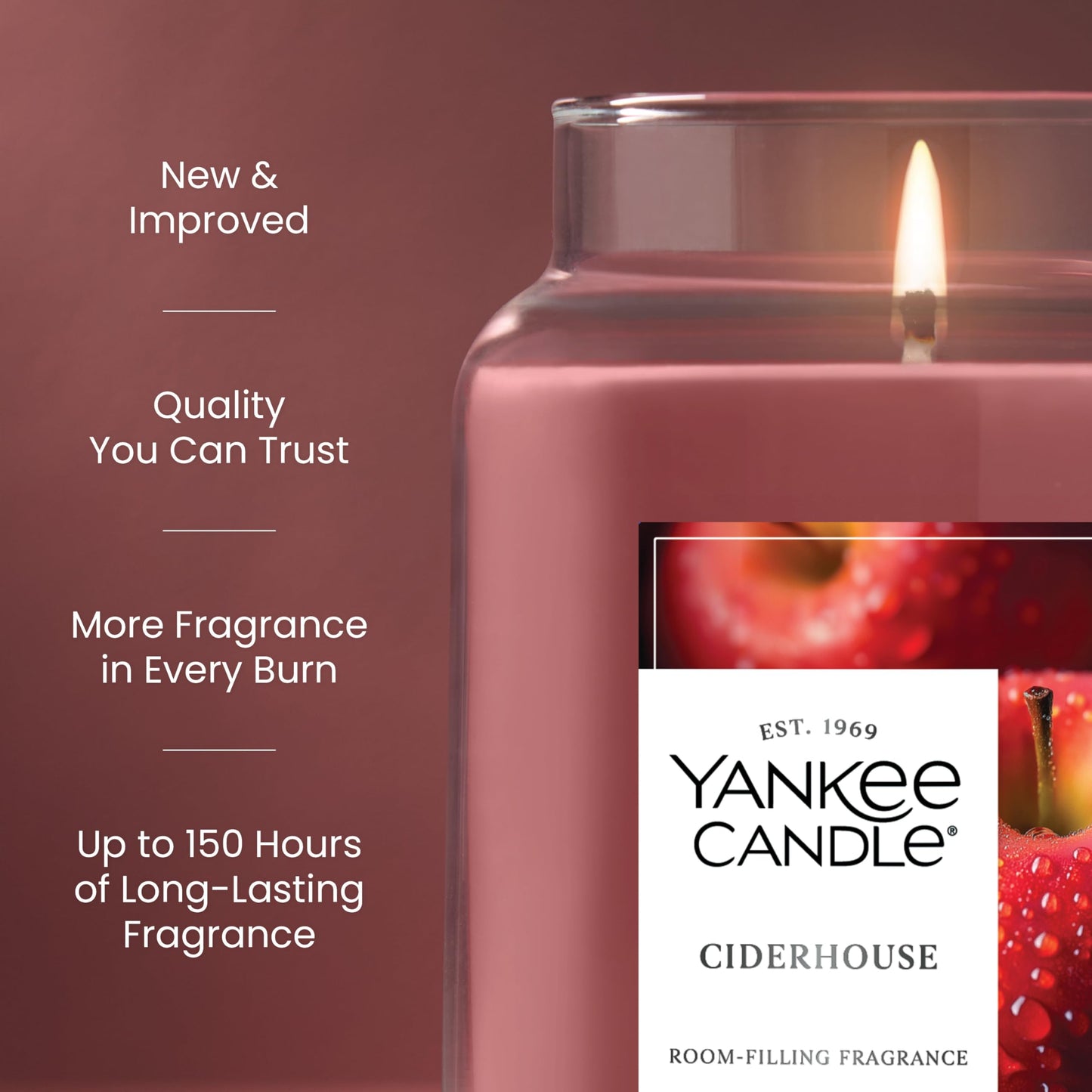 Yankee Candle Ciderhouse, Scented Candle, 22oz Large Jar with up to 150 Hour Burn Time, Giftable