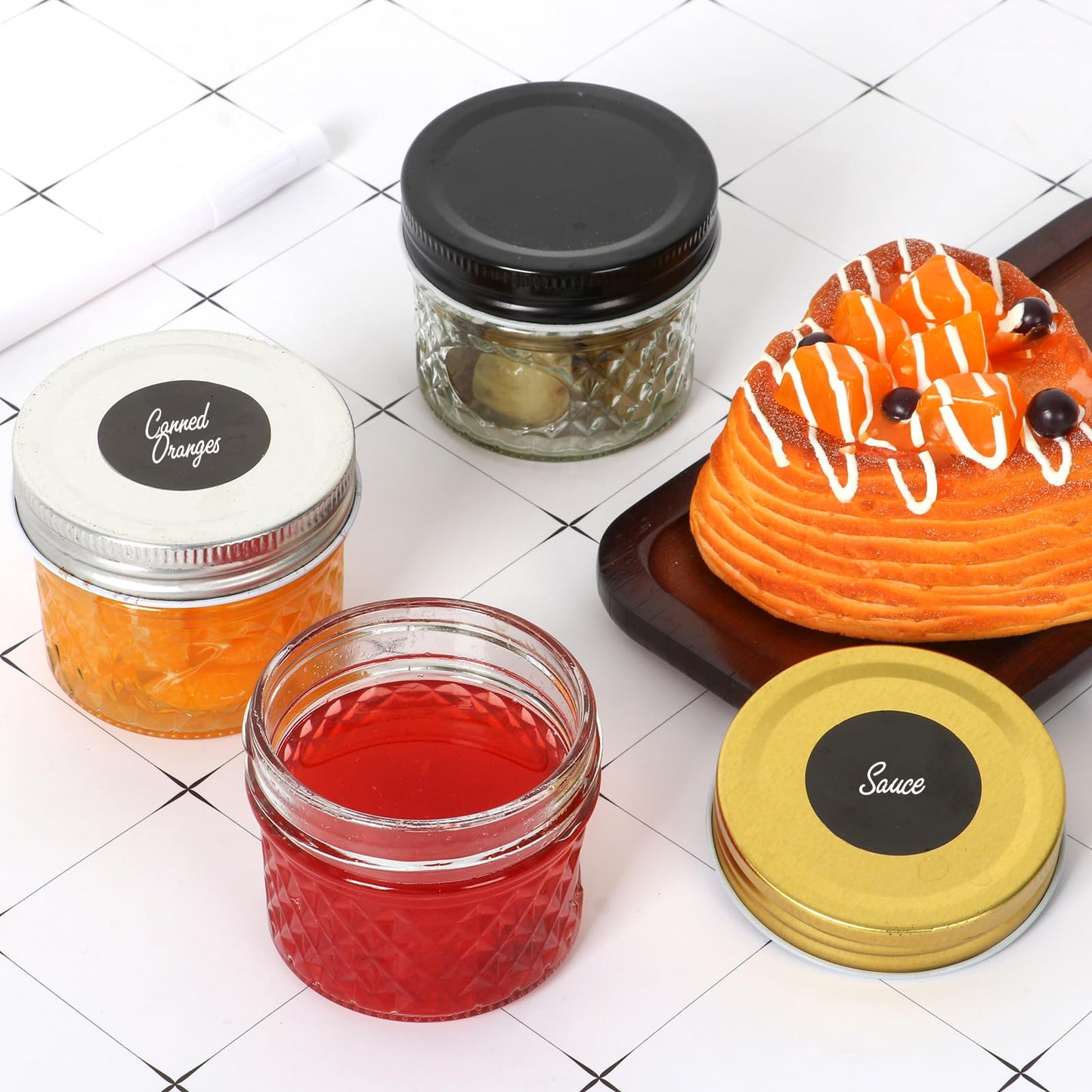 Mcupper 40 Pack Small Mason Jars, 4oz Mini Mason Jars with Gold Lids, Canning Jars For Dessert, Honey, DIY Candle