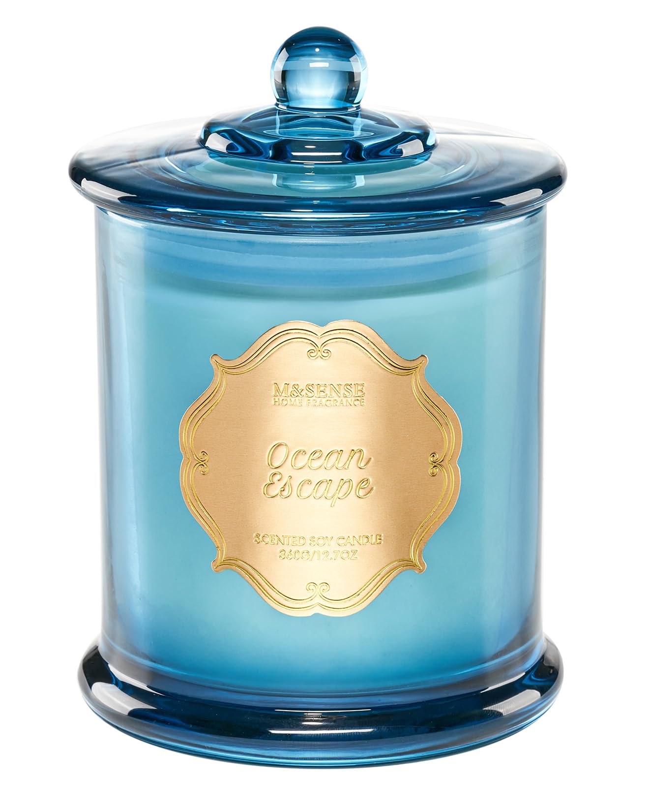 M&SENSE Ocean Escape Soy Candle,Non Toxic 12.7oz 75H Slow Burn, Coastal Sea Breeze Summer Aroma, Housewarming Gifts