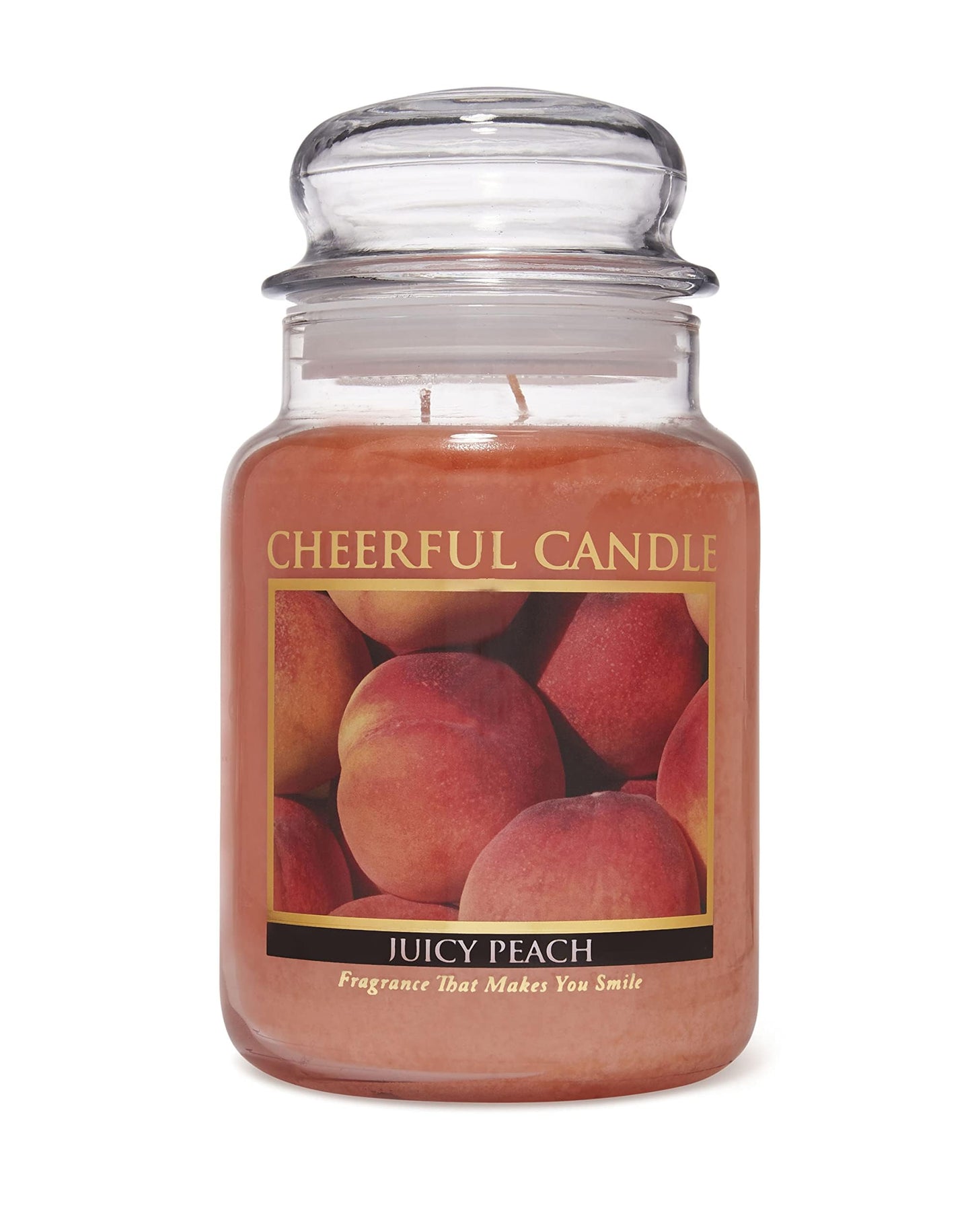 A Cheerful Giver - Juicy Peach Scented Glass Jar Candle (24 oz) with Lid & True to Life Fragrance Made in USA