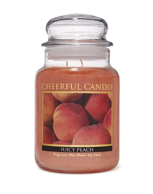 A Cheerful Giver - Juicy Peach Scented Glass Jar Candle (24 oz) with Lid & True to Life Fragrance Made in USA