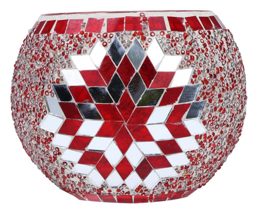 Maimeili Vintage Mosaic Glass Romantic Stained Votive Scented Candle Holder Base Tealight Candles Elegant Home Table Decor(NO Candles) for Wedding Party Christmas Church