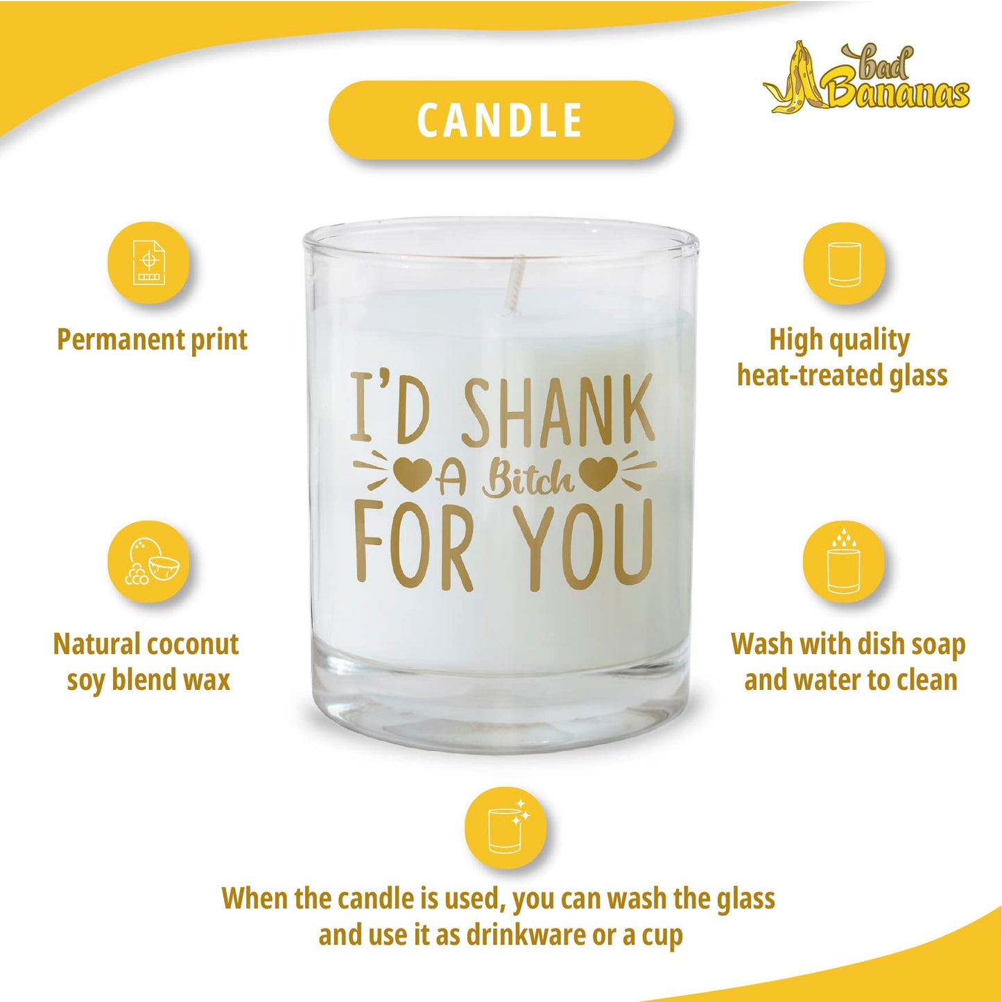 BAD BANANAS Best Friend Candle - Gifts for Women - Id Shank a B for You - Scented Candles for Women