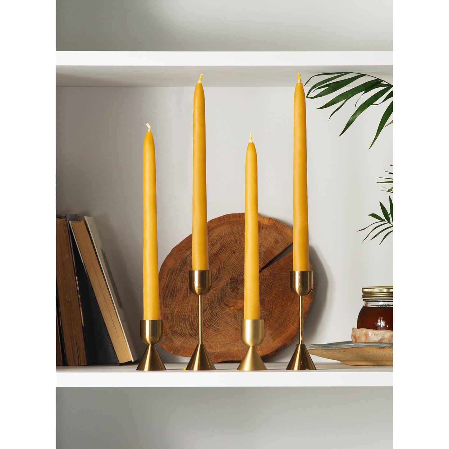 CANDWAX 10 inch Beeswax Taper Candles Set of 4 - Non Toxic and 100% Pure Beeswax Candles Ideal for Dinner - Dripless Handmade Bees Wax Burning Time 9.5 Hours