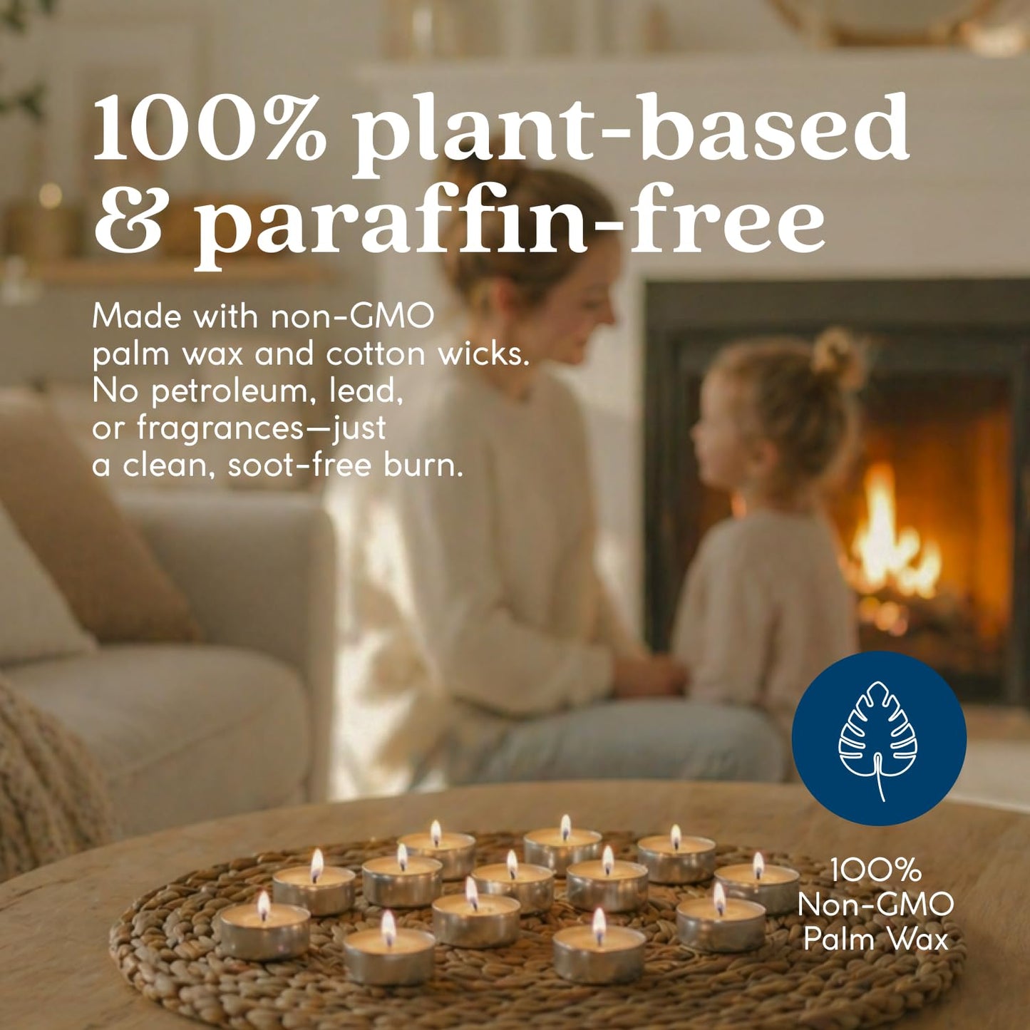 GoodLight Unscented Vegan and Paraffin-Free Tea Light Candles (24 Candles)