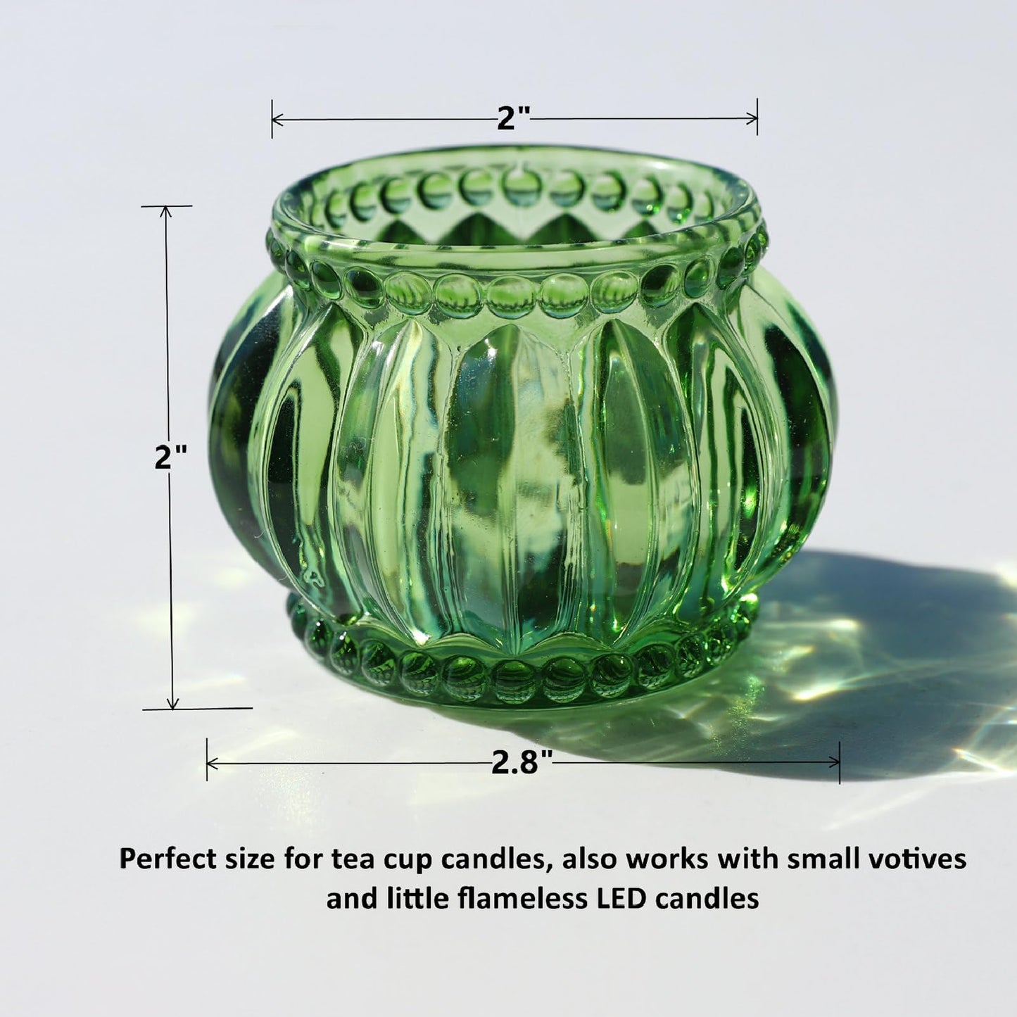 Woho Green Tea Lights Candle Holder Set of 12, Green Votive Candle Holders Bulk for Wedding Table Centerpiece, Tealight Candle Holder for Christmas Party Home Decor