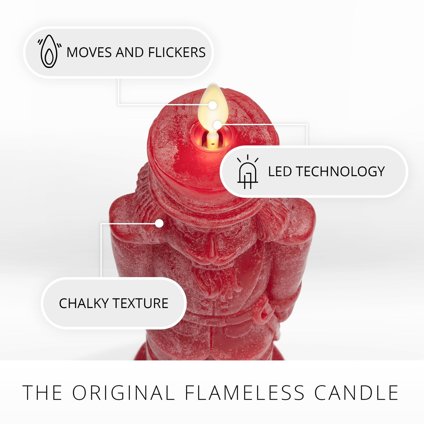 Luminara - Flameless Holiday LED Candle Battery Operated Moving Flame - Red Nutcracker - Pack of 1-3x7 - Unscented Indoor Realistic Flickering Safe