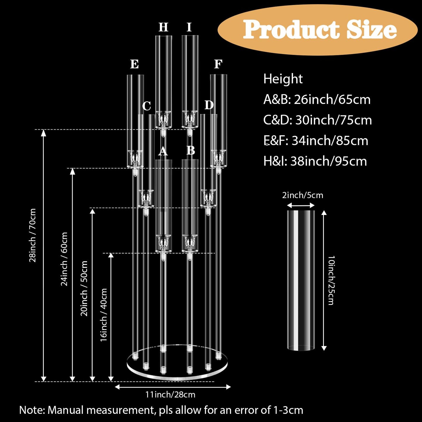 8 Arms Acrylic Candelabra Centerpieces for Tables Decortion,Clear Candle Holder for Wedding Dinner Fireplace Decoration and Home Decor,Candlesticks Holder with Lampshade Fits LED Candle