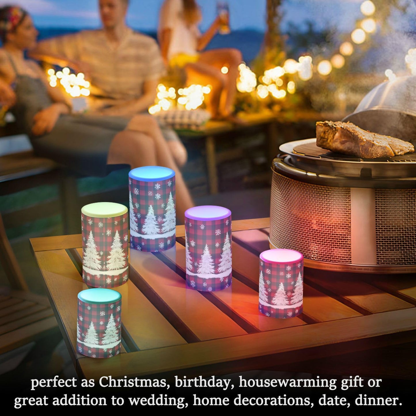 ALAZA Christmas Tree Snow Buffalo Flameless Candles Battery Operated with Remote Timer,Tea Light Candles LED Pillar Votive Candles Set of 2 for Outdoor Indoor Decorations223