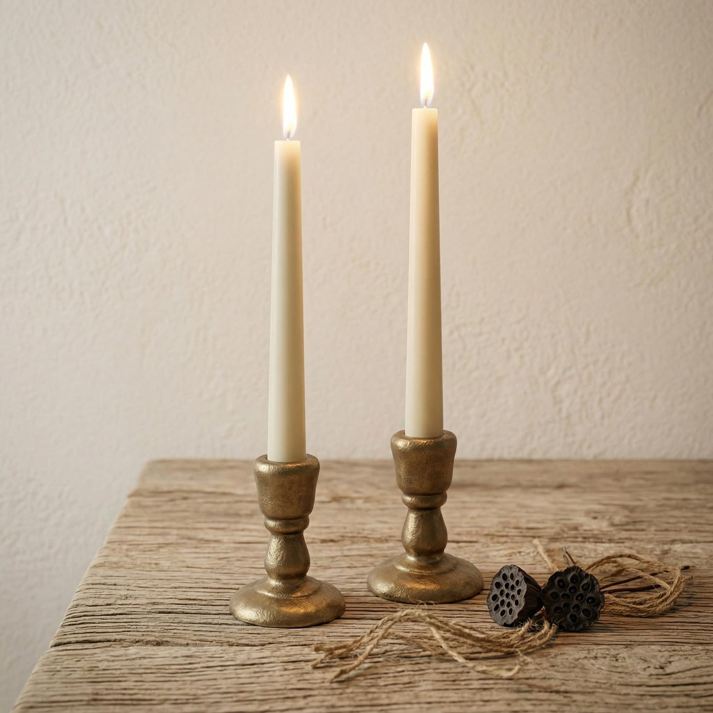 Cast Iron Candle Holders Antique Brass Iron Taper Candle Holders Set of 2, Decorative Metal Candlestick Stands for Weddings, Dining, Parties, and Home Decor
